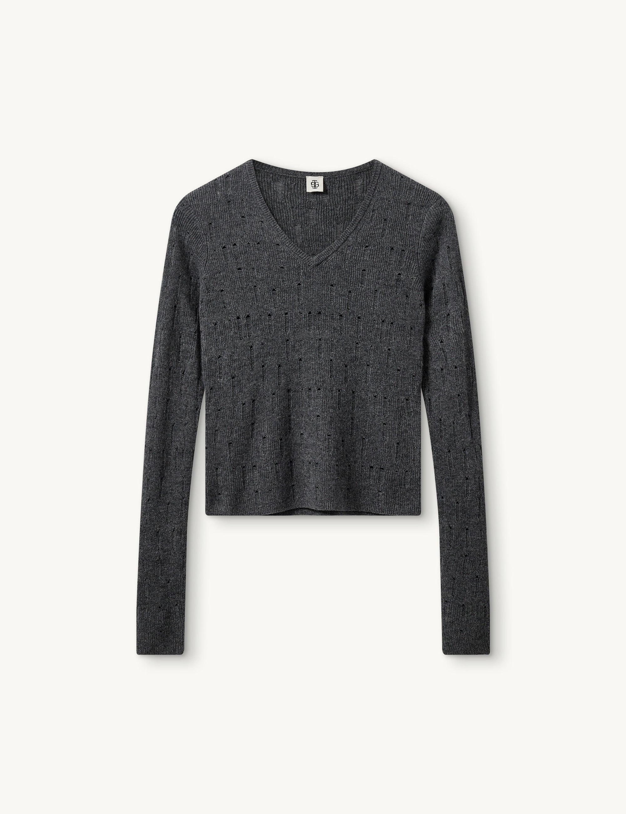 Como Mini V Sweater Grey Melange