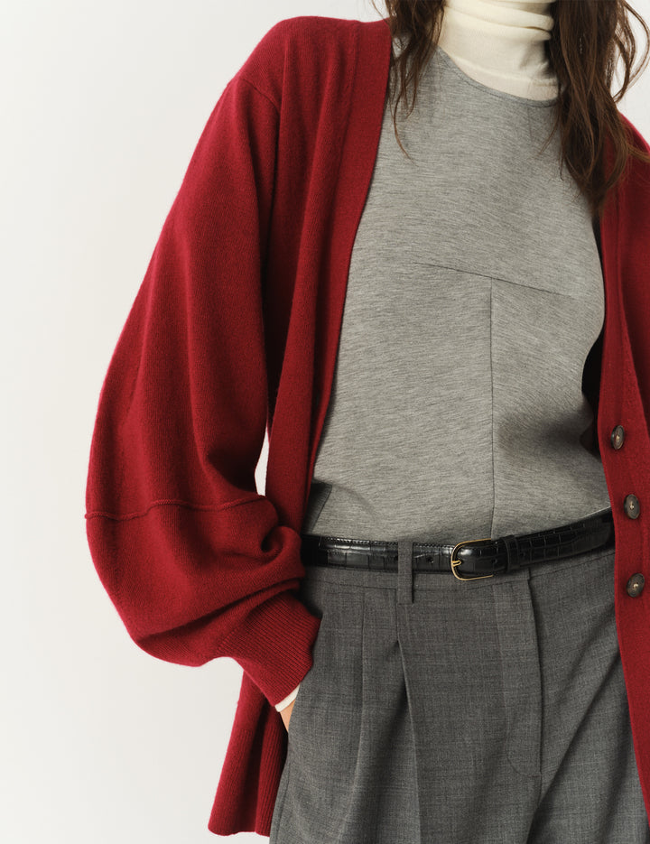 Como Sleeve Cardigan Burgundy 6 / Burgundy