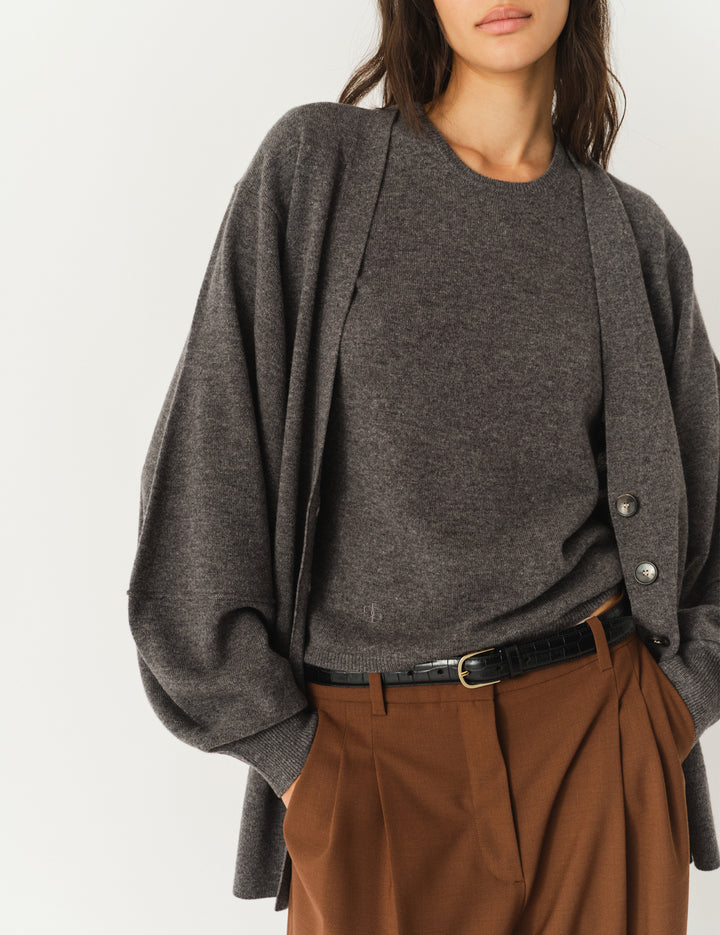 Como Sleeve Cardigan Grey Melange 6 / Grey Melange