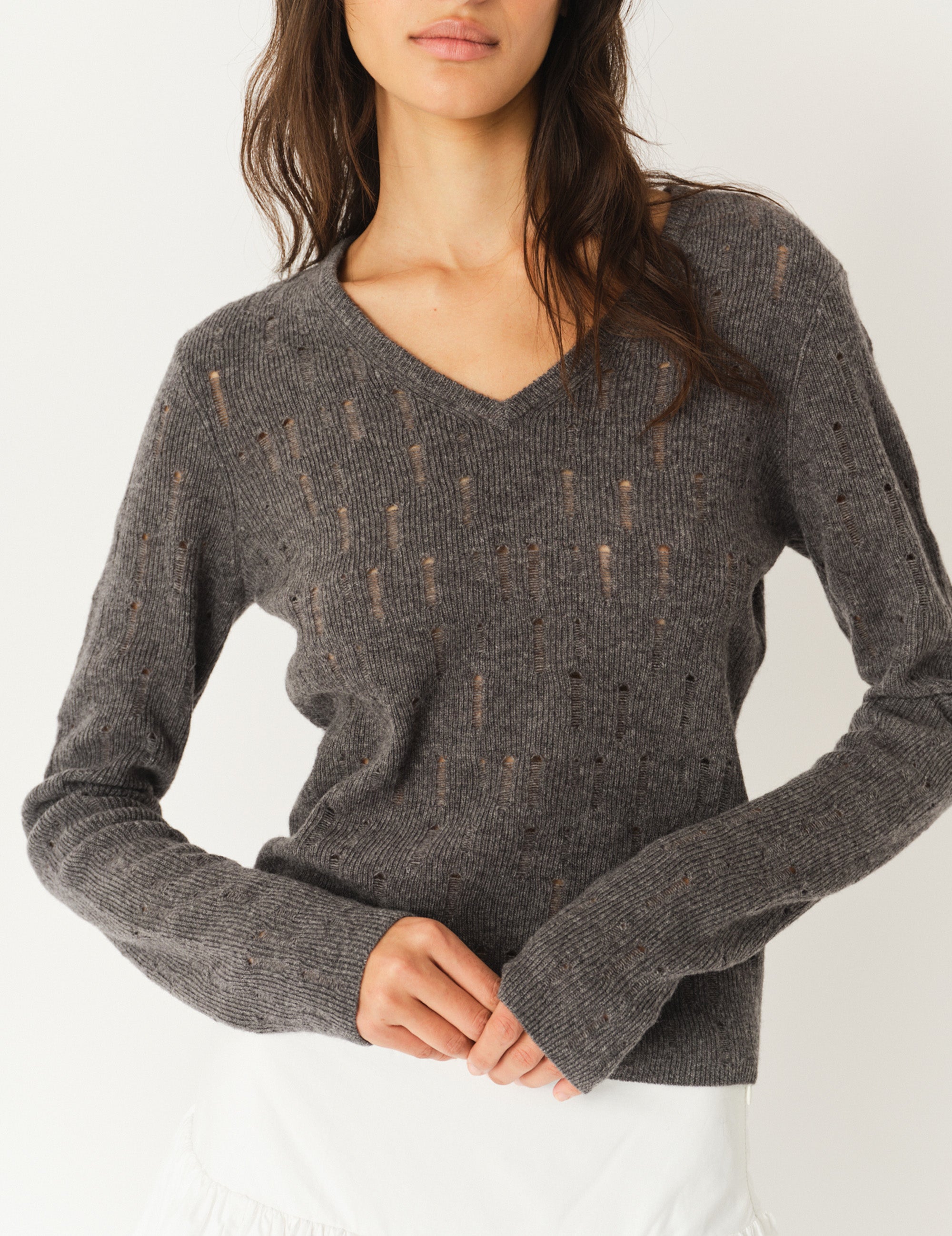 Como Mini V Sweater Grey Melange 6 / Grey Melange
