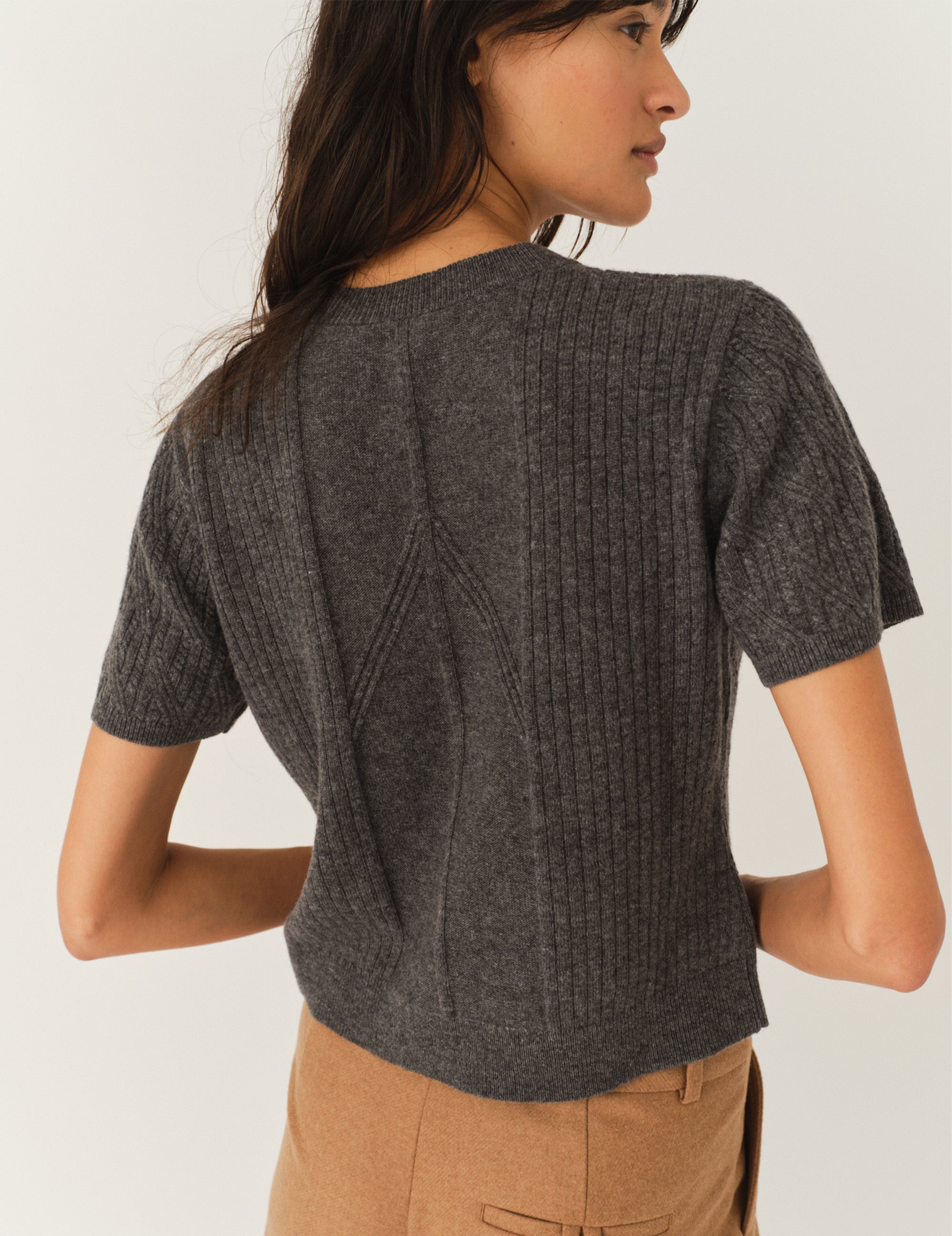 Como Tee Mini Rib Grey Melange 6 / Grey Melange