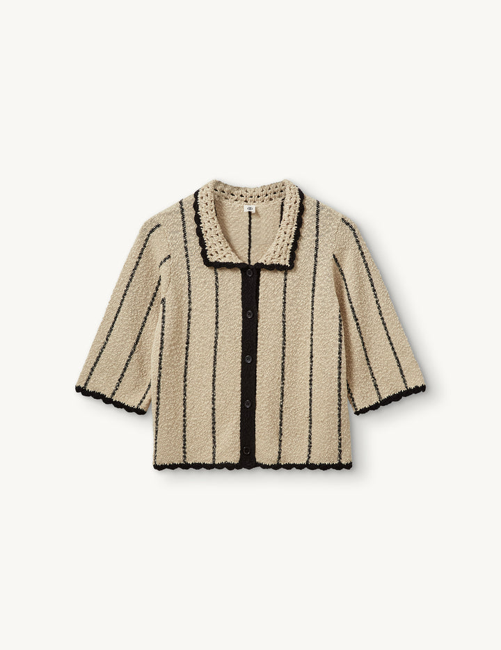 April Polo Print 4 / Trench/black stripes
