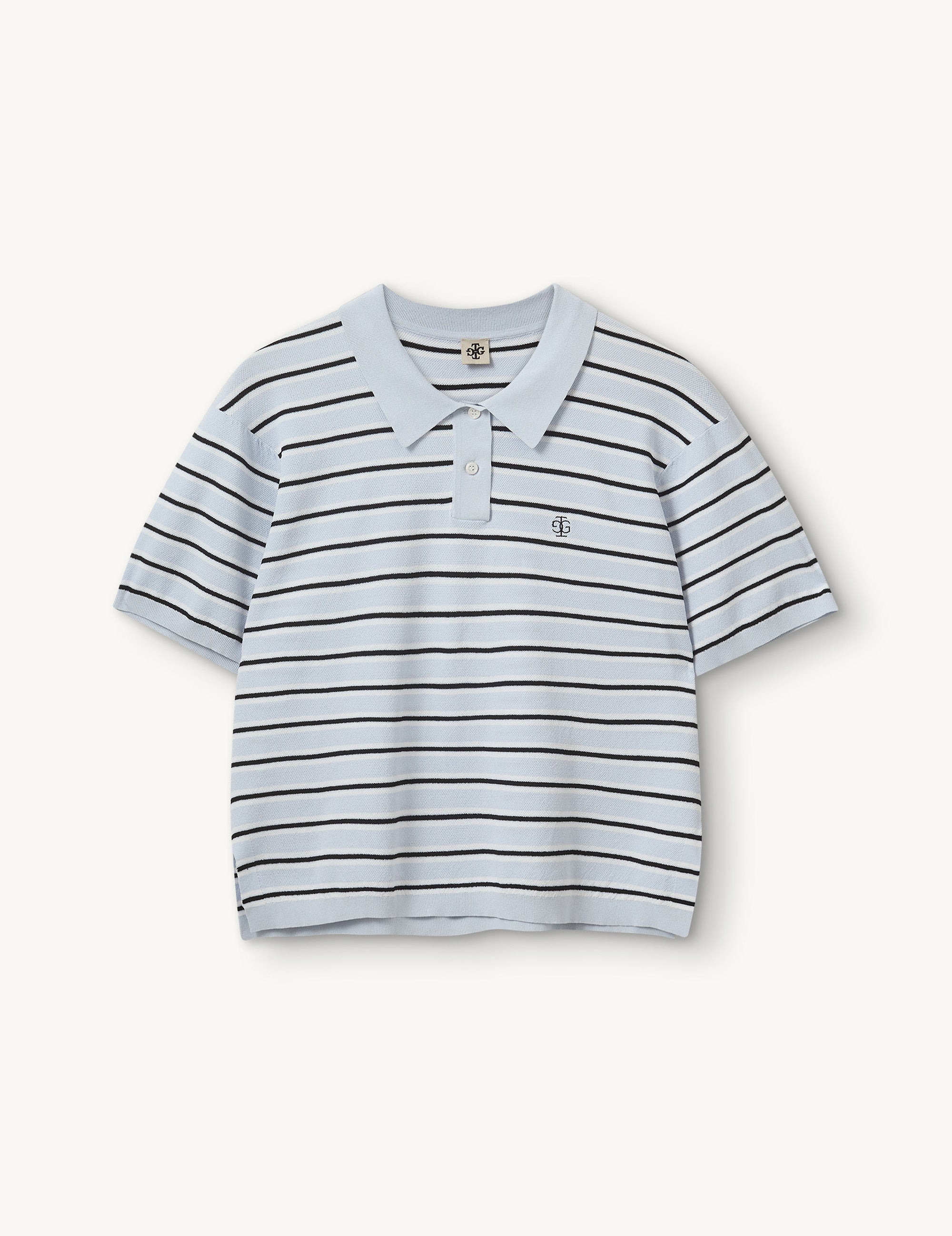 Madison Tennis Polo Light Blue/Black Stripes