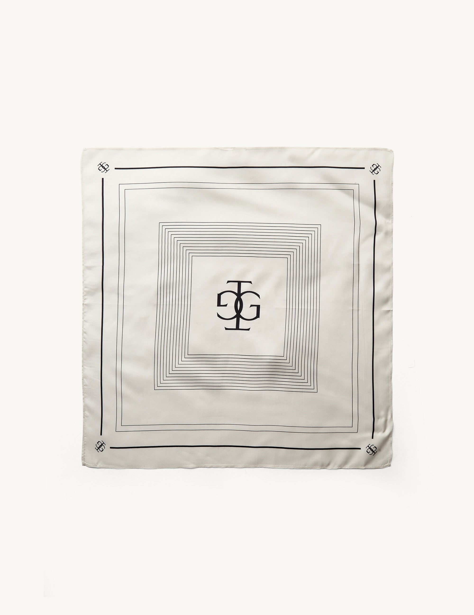 TG Silk Scarf Cream/Black Print