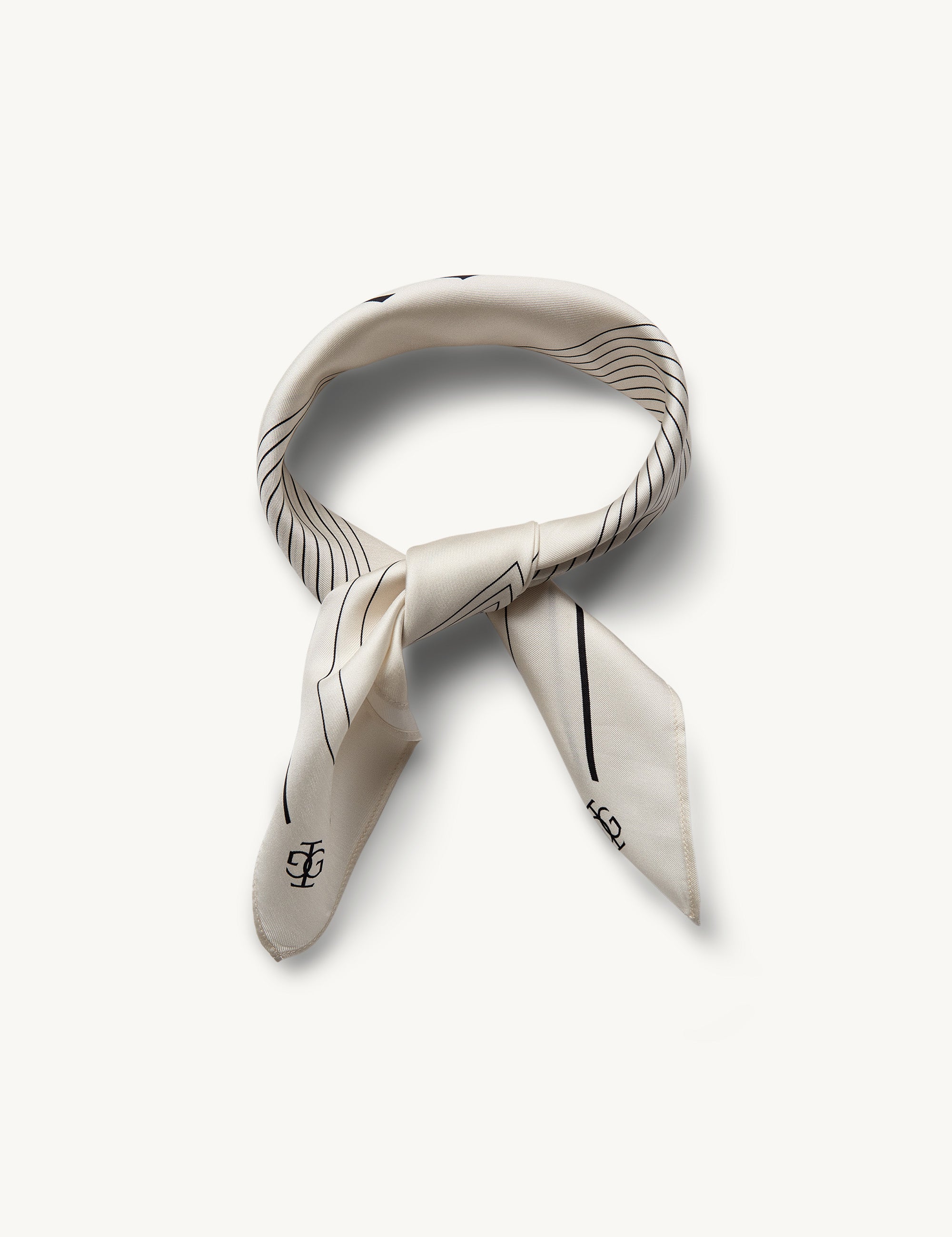 TG Silk Scarf Cream/Black Print