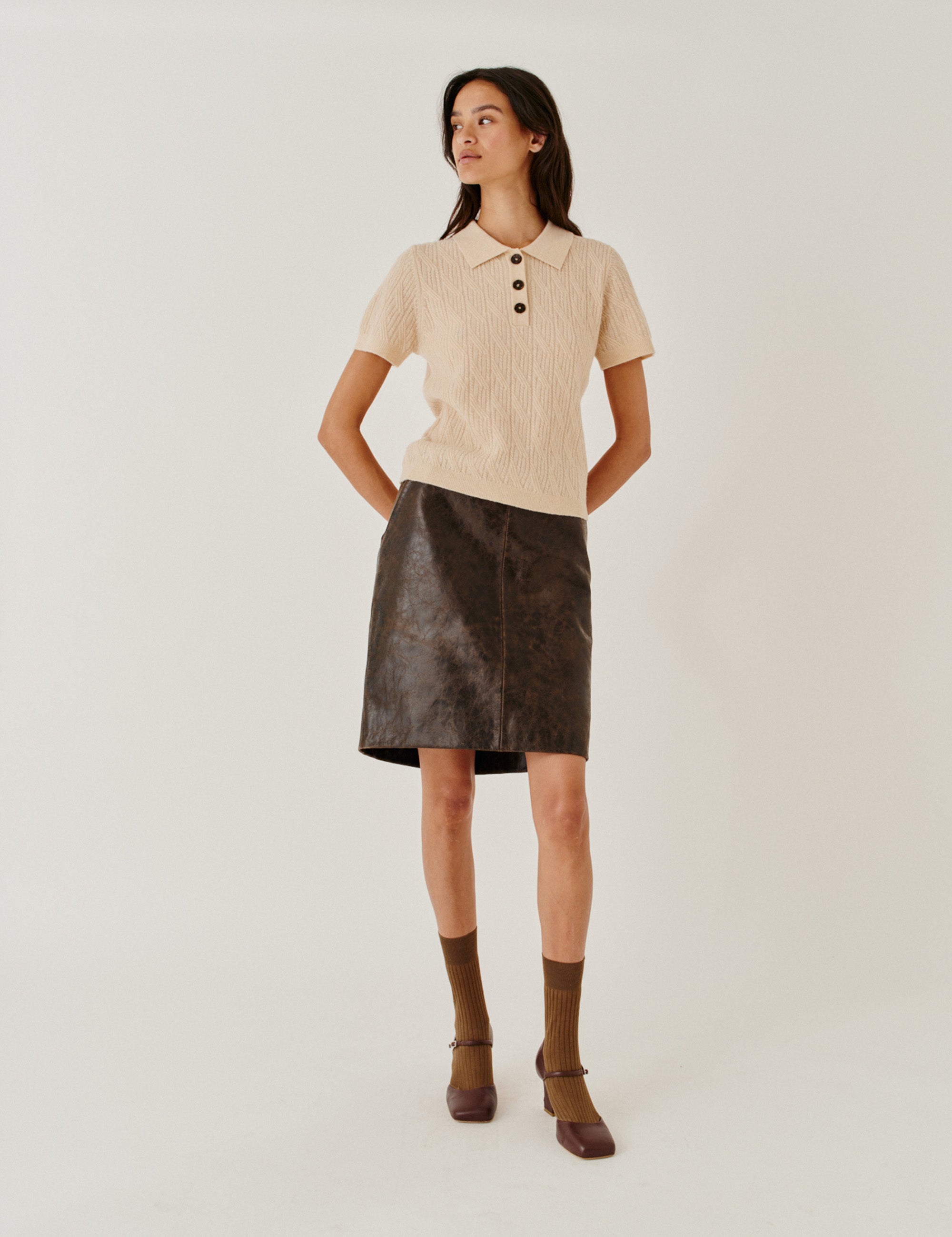 Margo Skirt Brown Crunch Effect