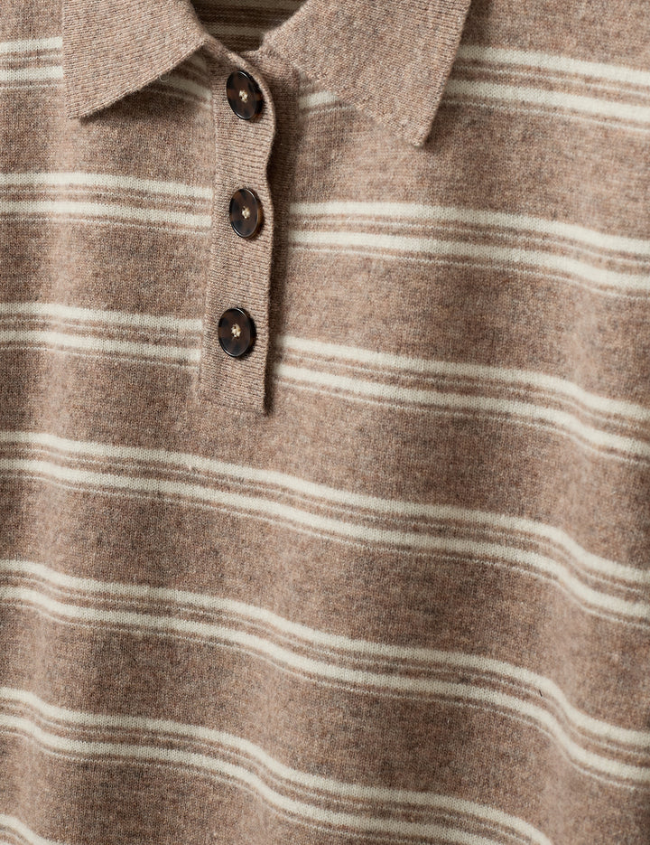 Como Dads Polo Cream/Grey Malange Stripe 6 / Cream/Grey Malange Stripe