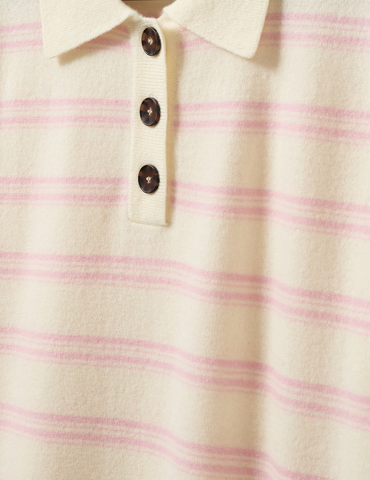 Como Dads Polo Cream/Grey Malange Stripe 6 / Cream/Grey Malange Stripe