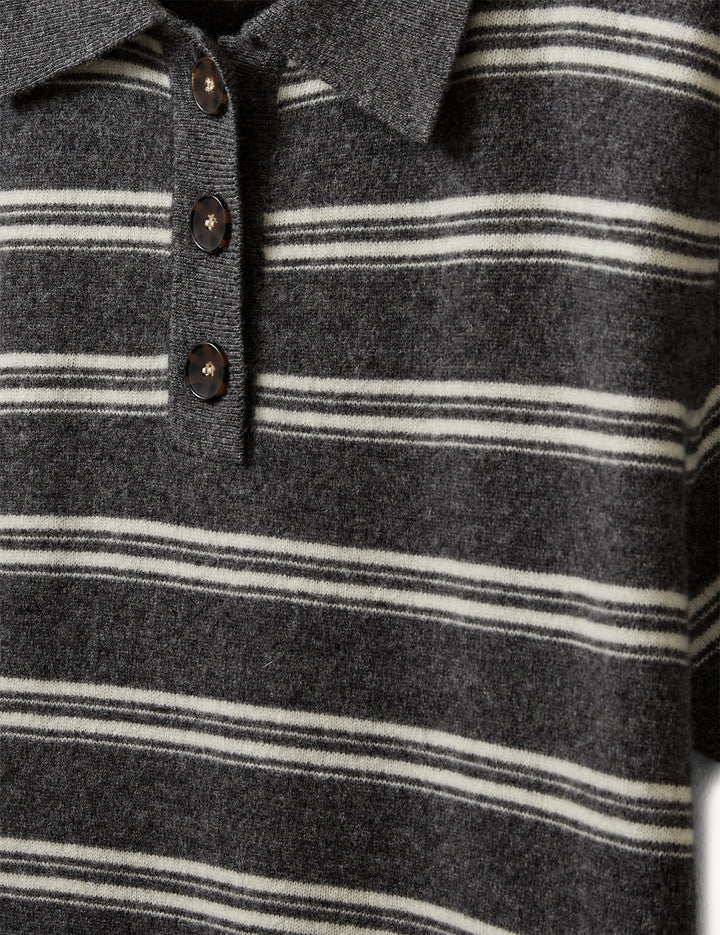 Como Dads Polo Cream/Grey Malange Stripe 6 / Cream/Grey Malange Stripe