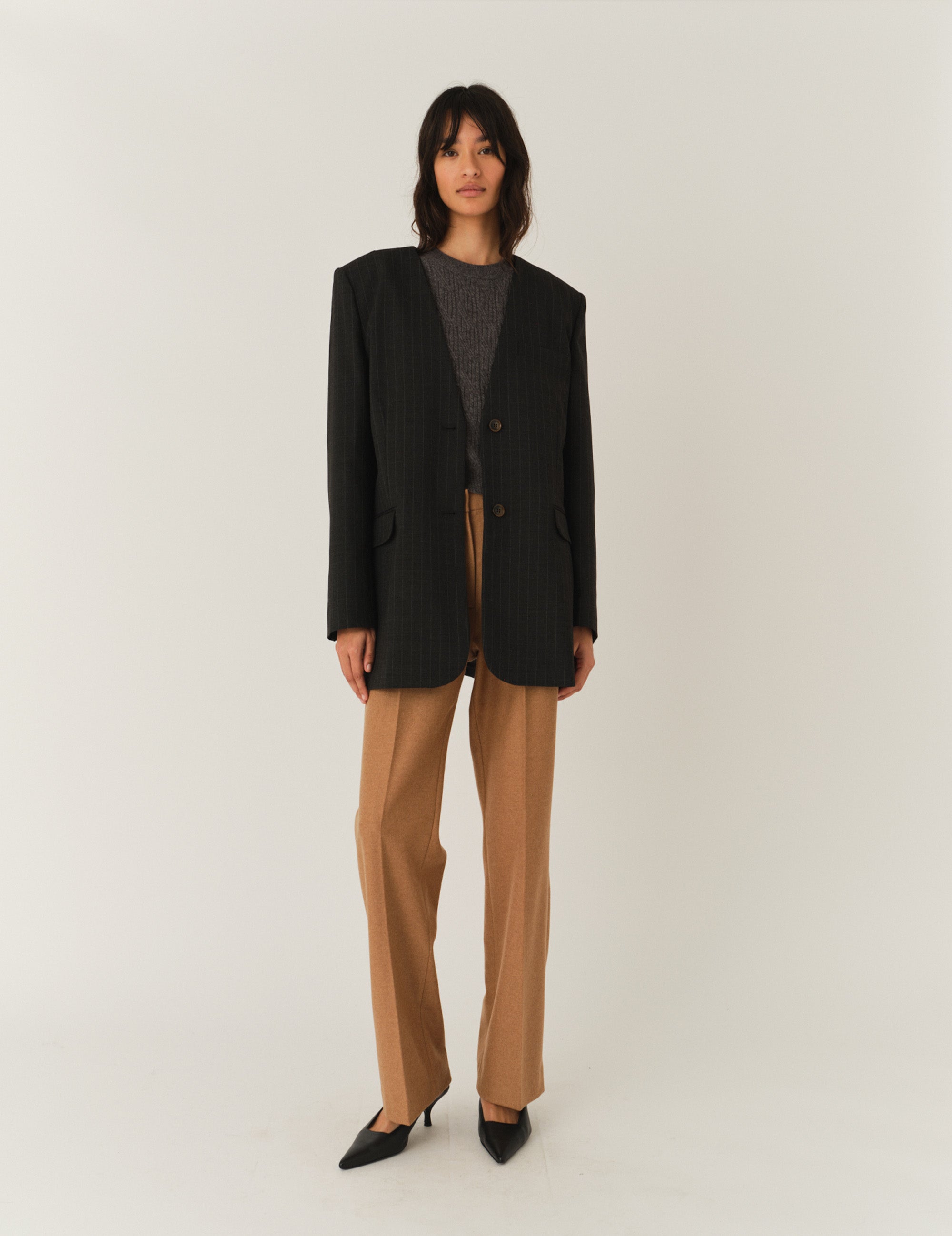 Andora Blazer Dark Grey Pinstripe 6 / Dark Grey Pinstripe
