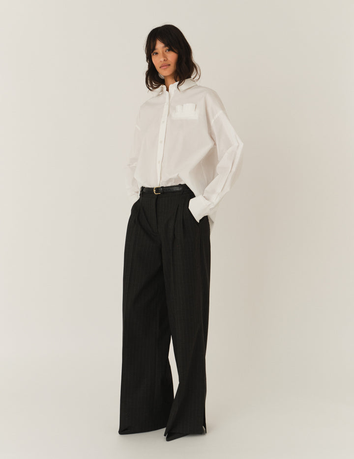 Andora Wide Pants Dark Grey Pinstripe 6 / Dark Grey Pinstripe