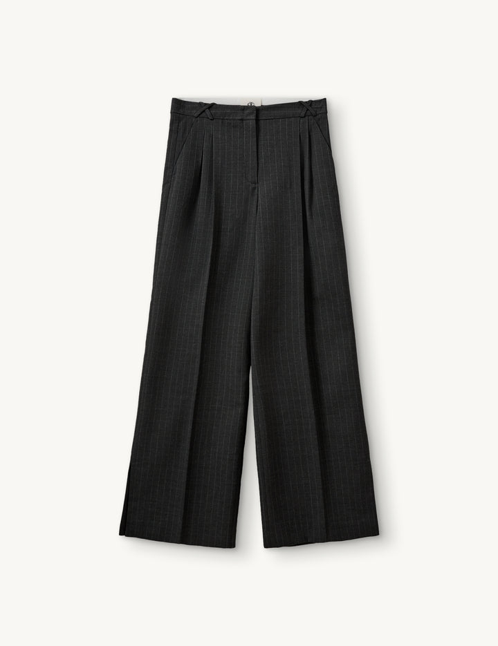 Andora Wide Pants Dark Grey Pinstripe 6 / Dark Grey Pinstripe