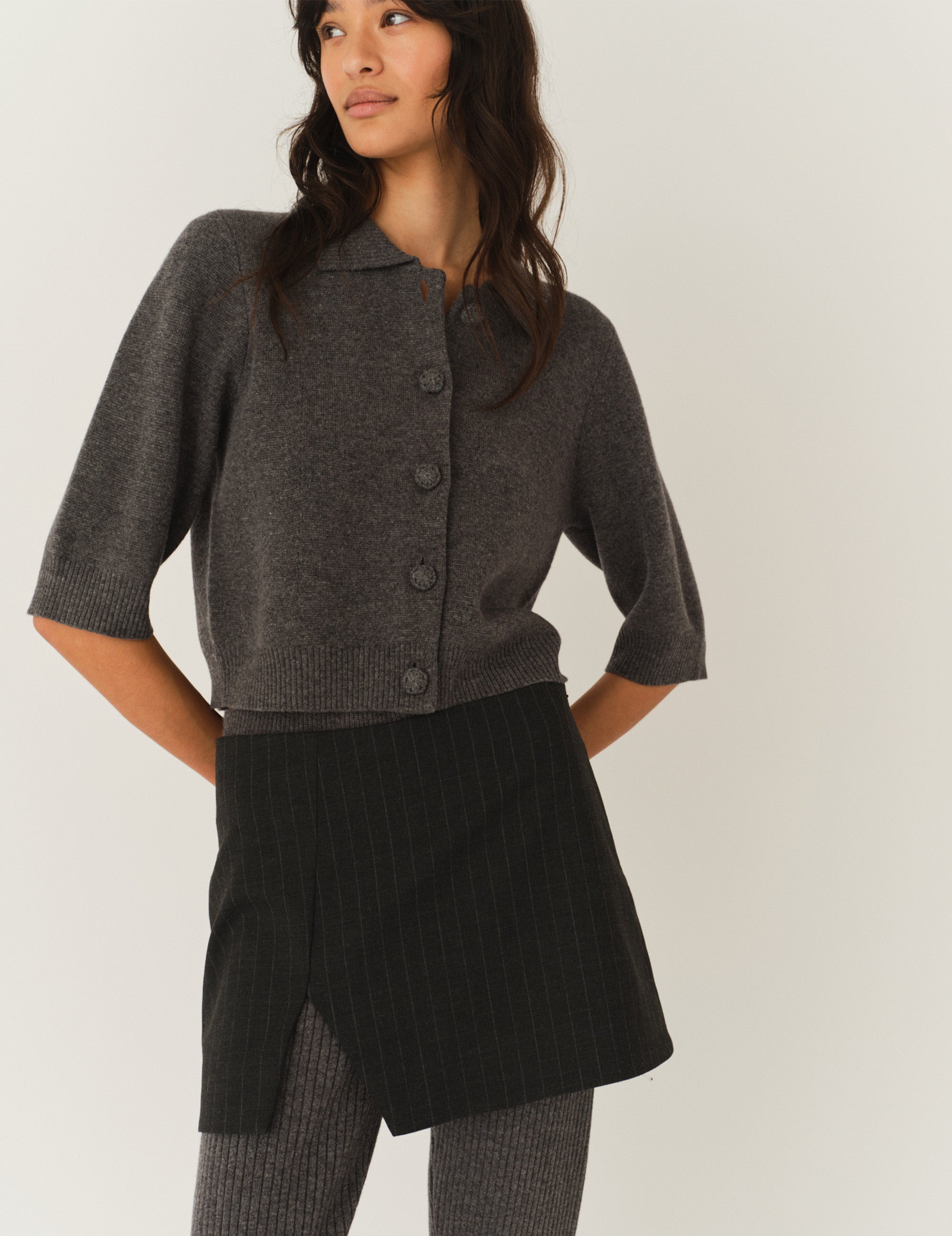 Como Short Cardigan Grey Melange 6 / Grey Melange
