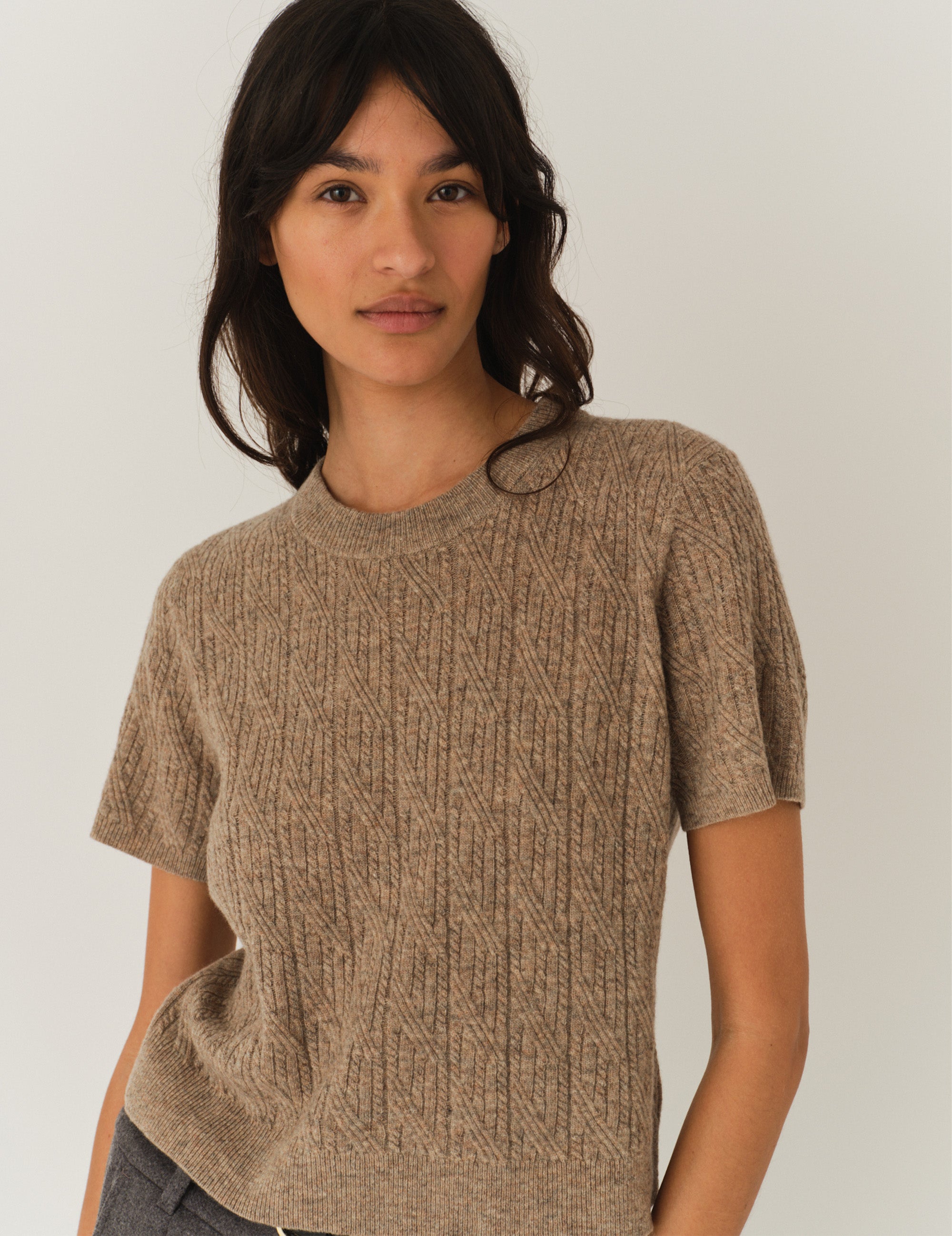 Como Tee Mini Rib Beige Melange 6 / Beige Melange