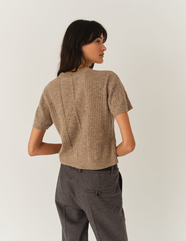 Como Tee Mini Rib Beige Melange 6 / Beige Melange