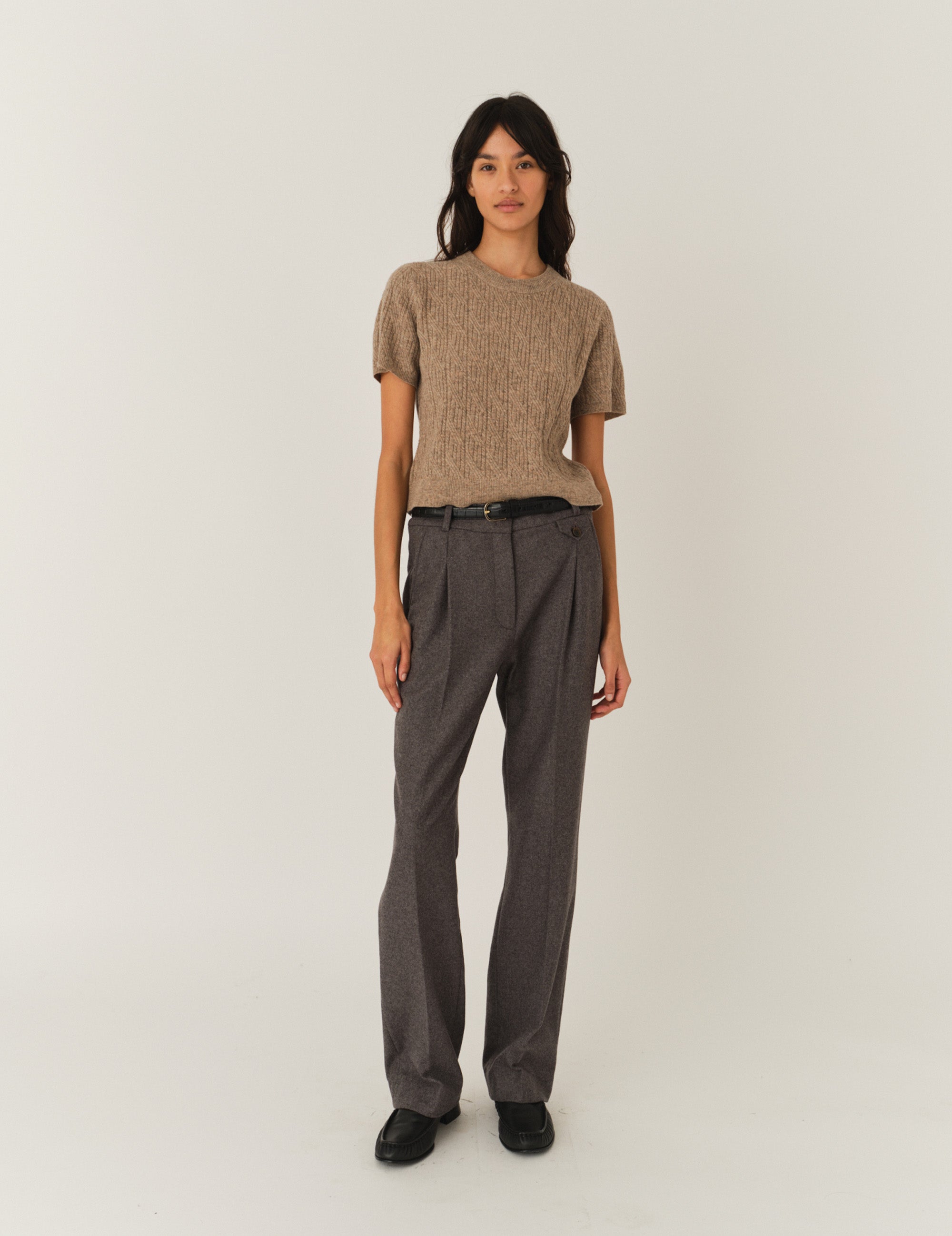 Como Tee Mini Rib Beige Melange 6 / Beige Melange