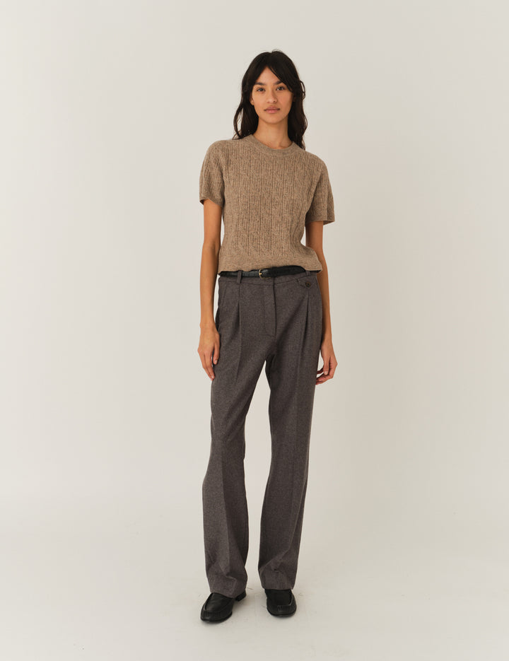 Como Tee Mini Rib Beige Melange 6 / Beige Melange