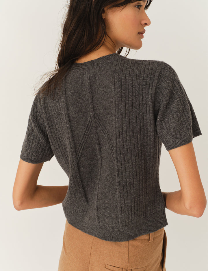 Como Tee Mini Rib Grey Melange 6 / Grey Melange