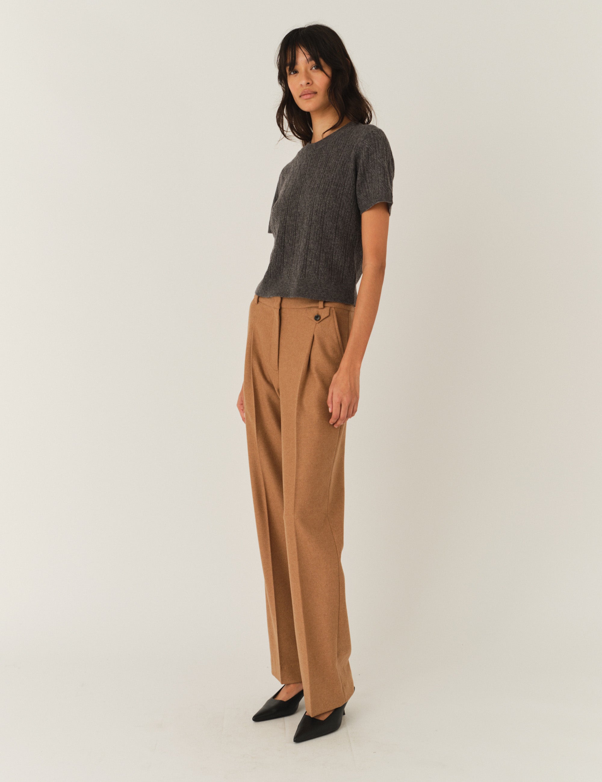 Como Tee Mini Rib Grey Melange 6 / Grey Melange