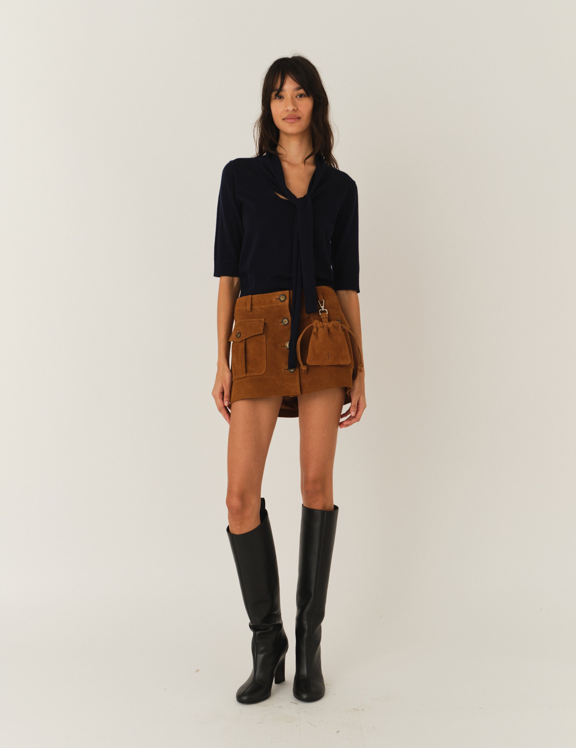 Suede Mini Skirt Hazelnut 6 / Hazelnut