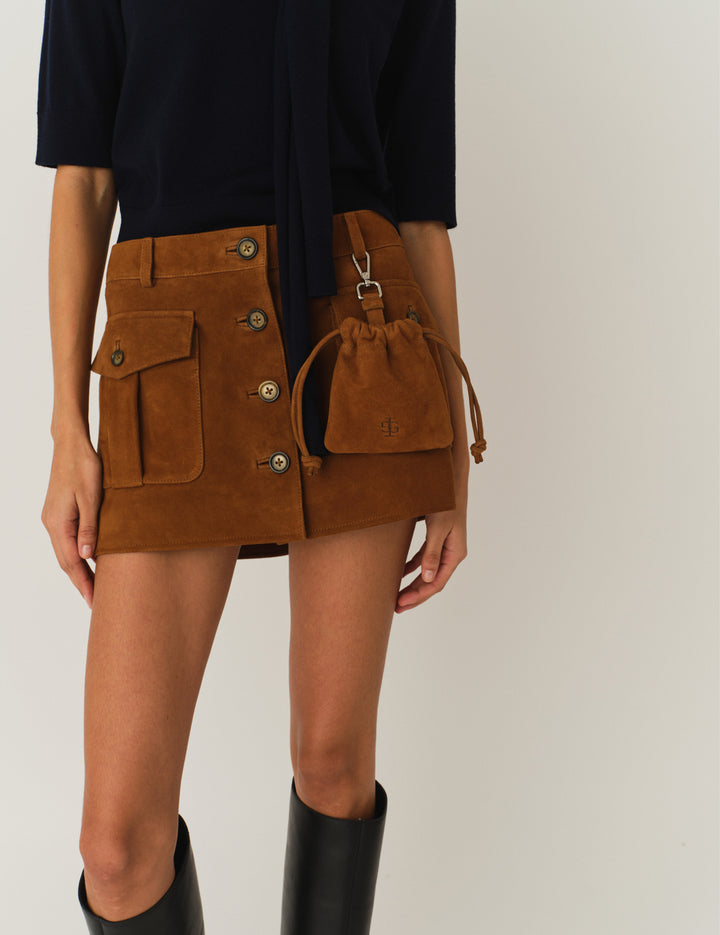 Suede Mini Skirt Hazelnut 6 / Hazelnut