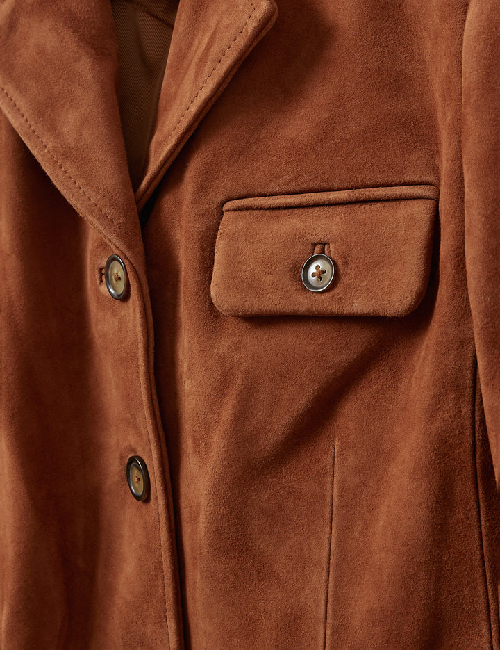 Suede Fitted Jacket Hazelnut 6 / Hazelnut