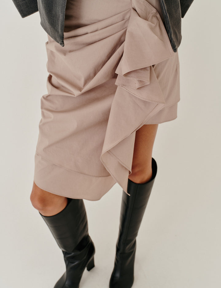 Cyprus Side Drape Skirt Truffle 4 / Truffle
