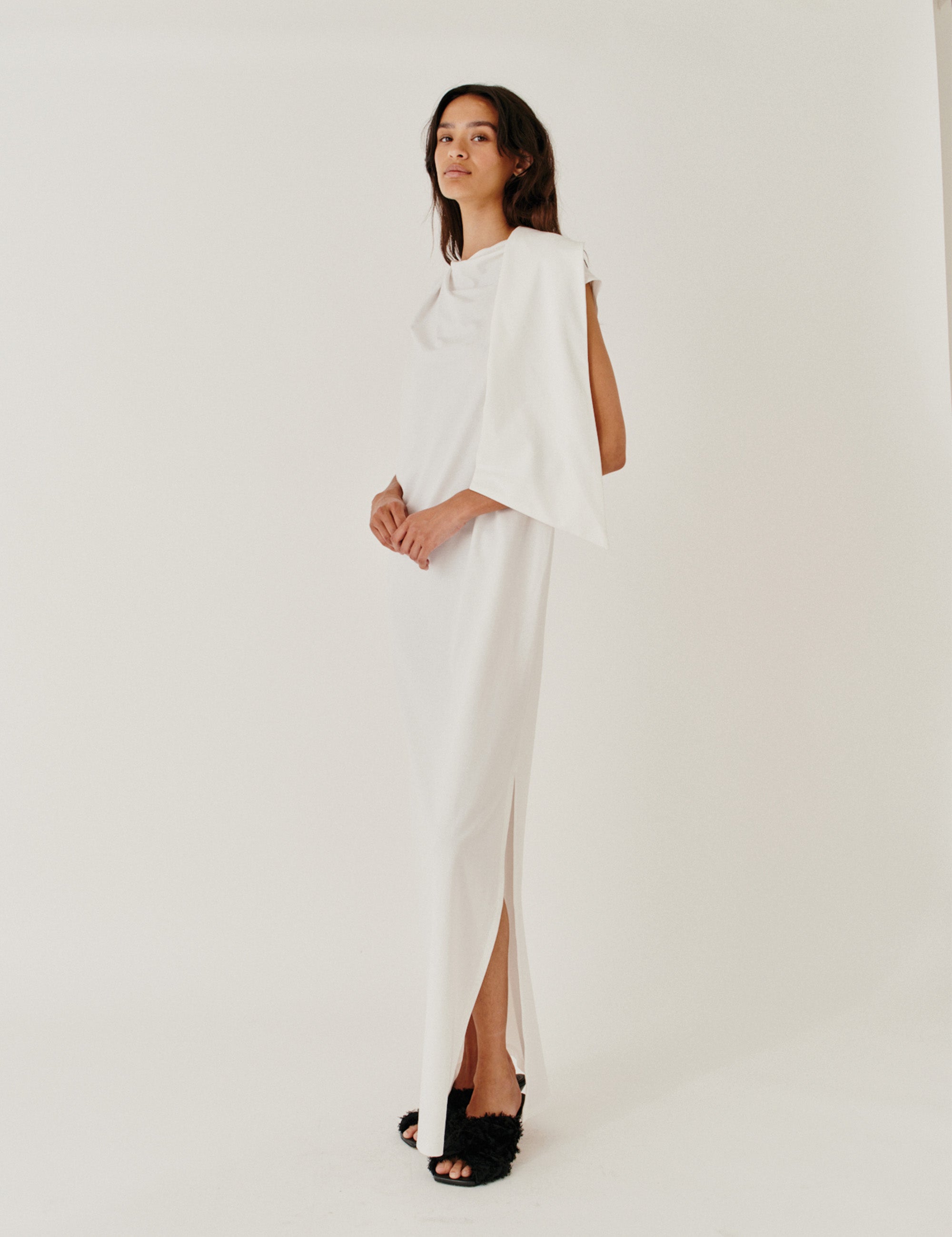 cream dress with scarf Hadley Cami Scarf Maxi Dress Cream