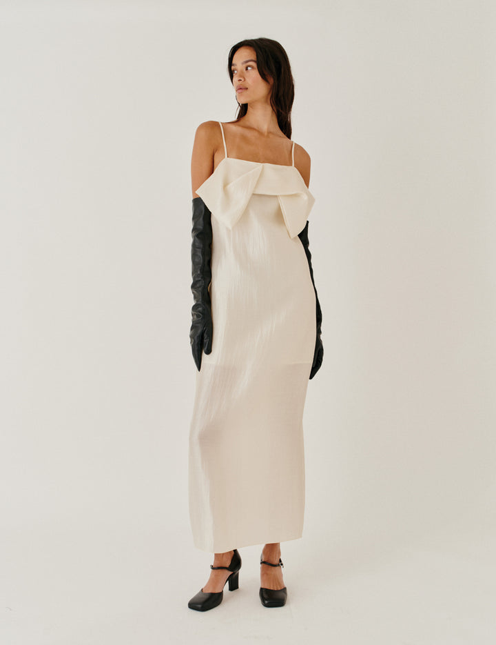 Porcha Drape Dress Macadamia 4 / Macadamia