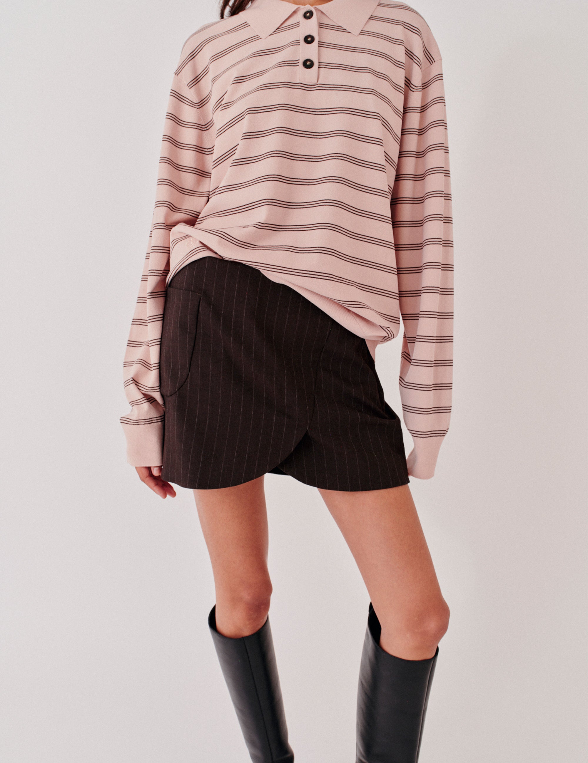 Andora Mini Dark Brown Pinstripes