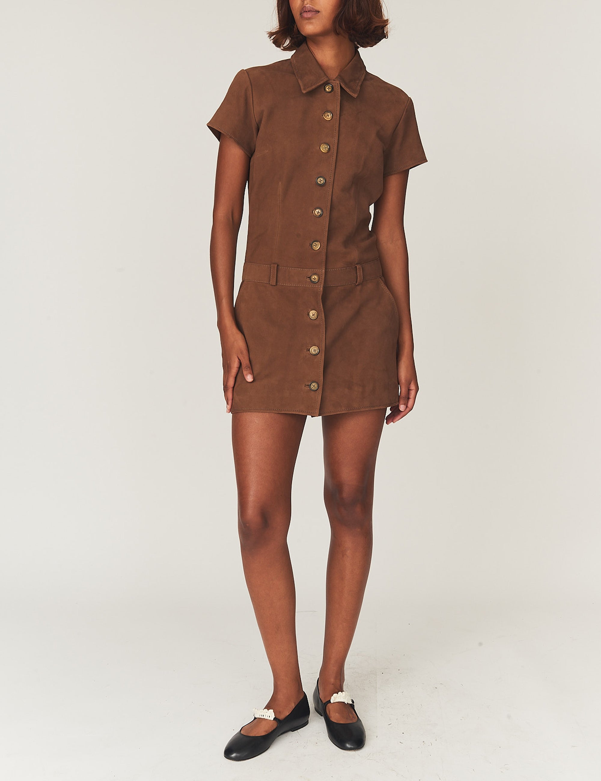 Suede Mini Dress Acorn 4 / Acorn