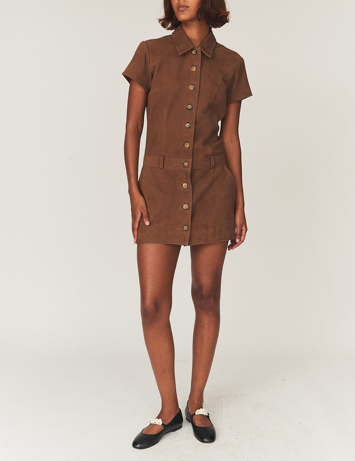 Suede Mini Dress Acorn 4 / Acorn