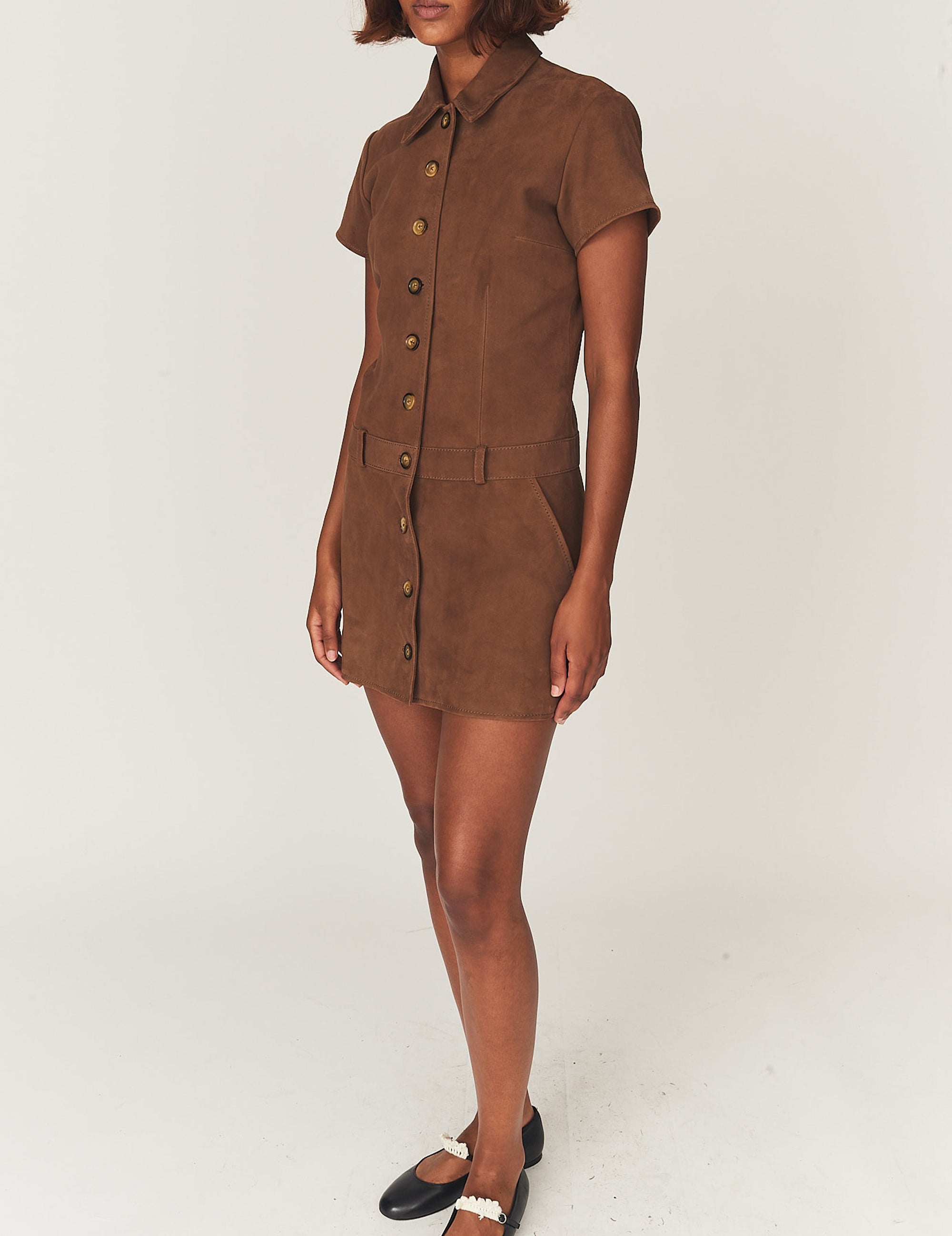 Suede Mini Dress Acorn 4 / Acorn