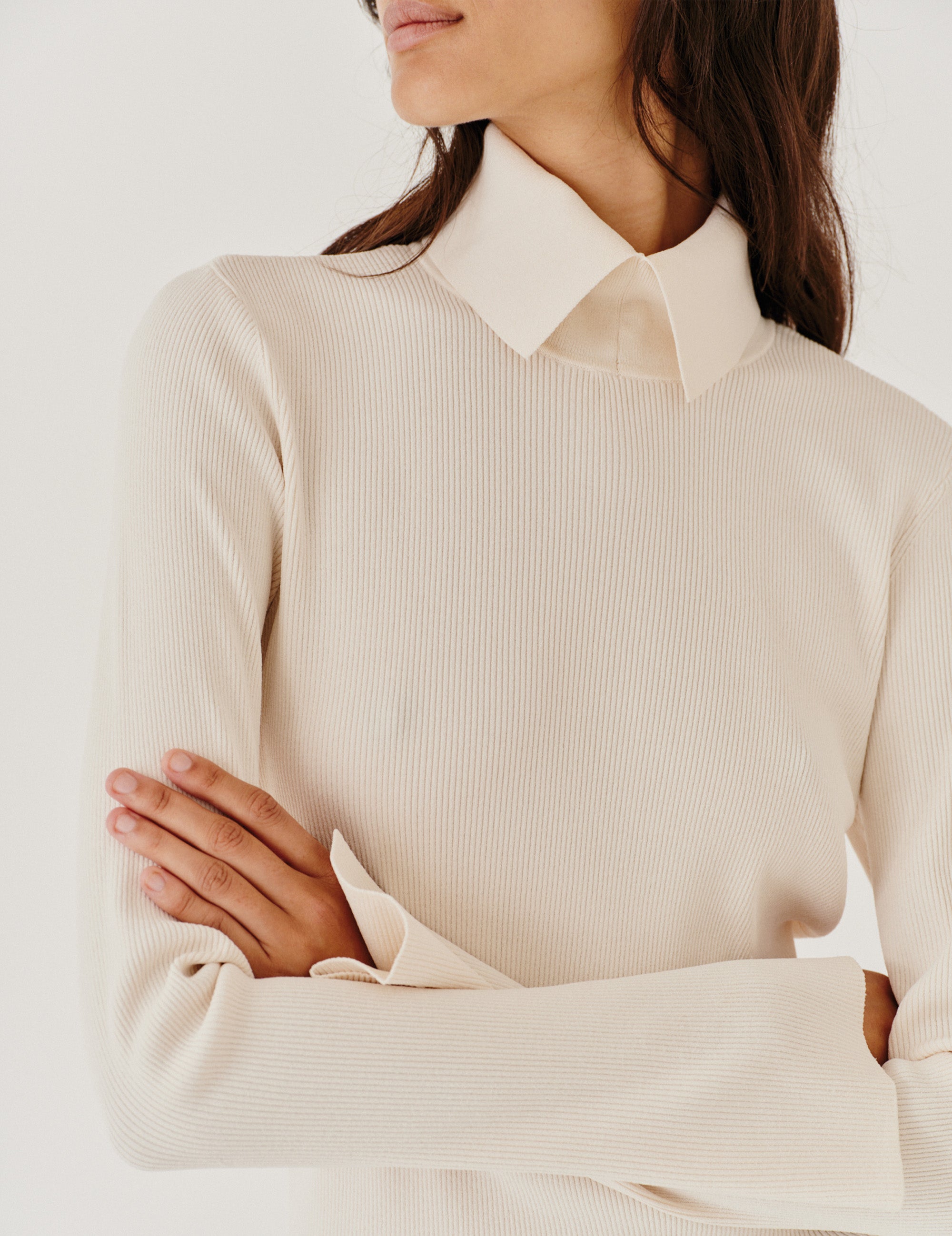 Madison Neck Knit Ecru