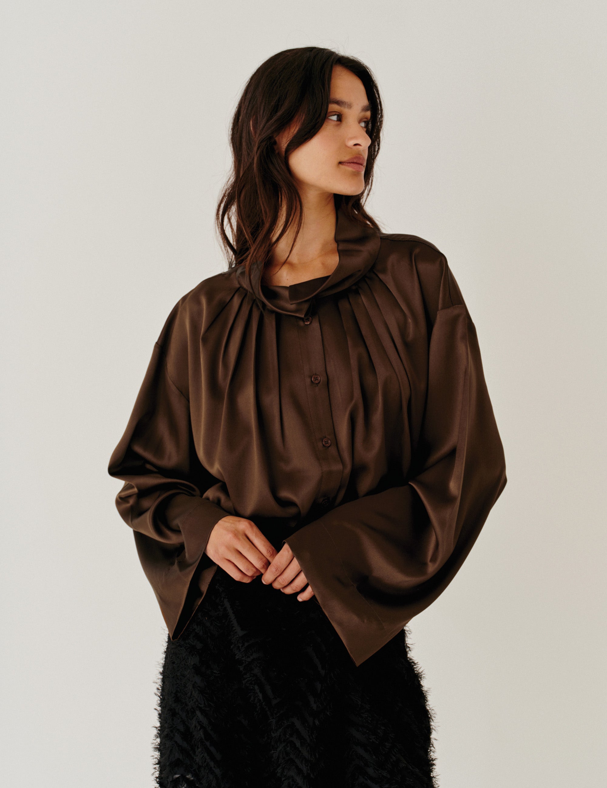 Cata Kimono Shirt Espresso 4 / Espresso