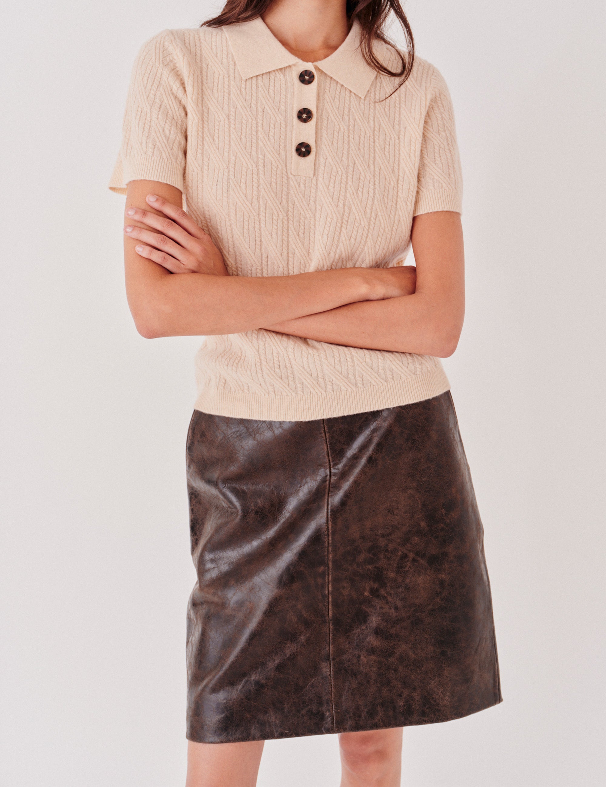 Margo Skirt Brown Crunch Effect