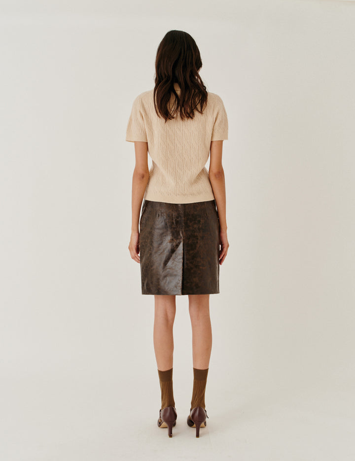 Margo Skirt Brown Crunch Effect 4 / Brown Crunch Effect