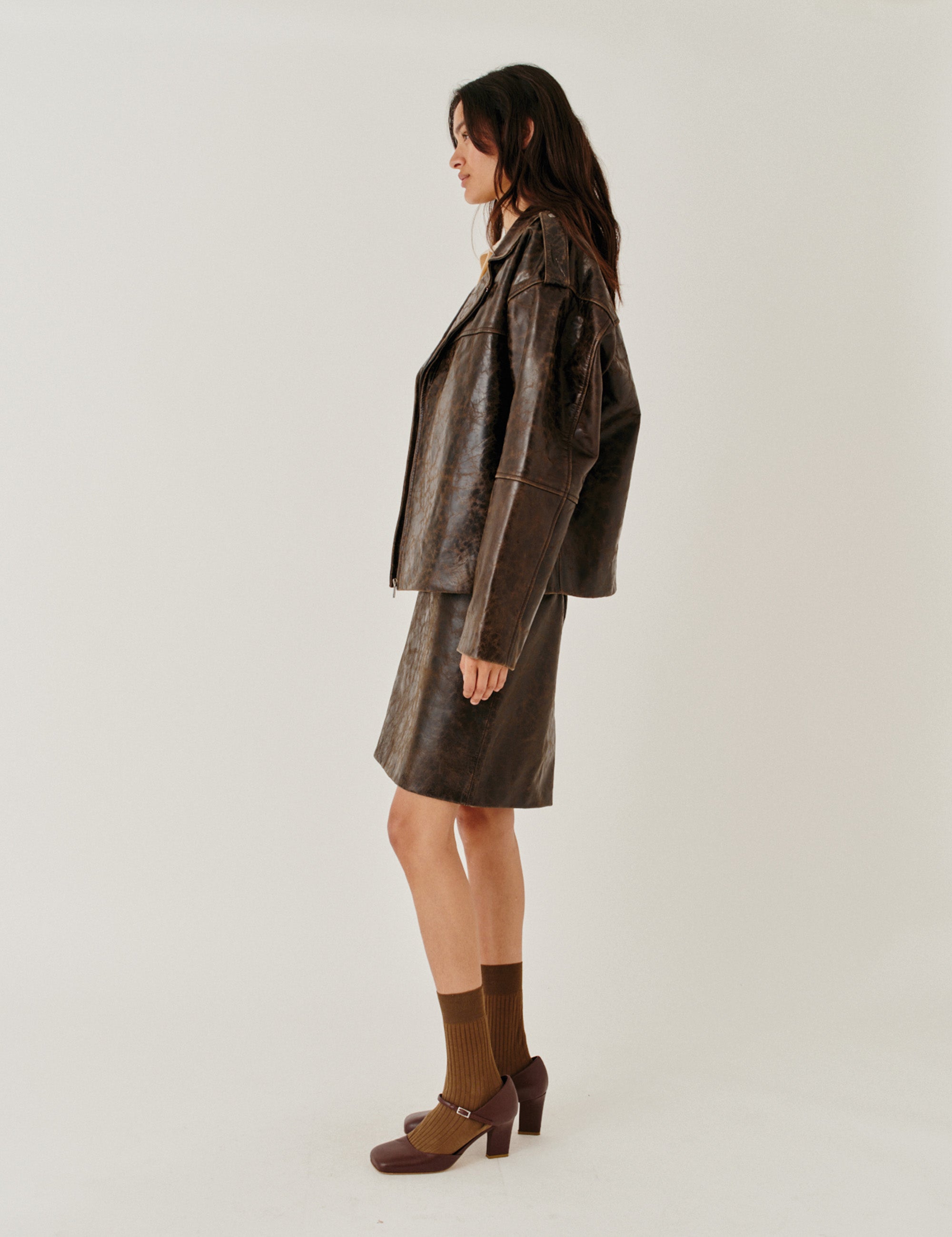 Margo Biker Jacket Brown Crunch Effect 4 / Brown Crunch Effect