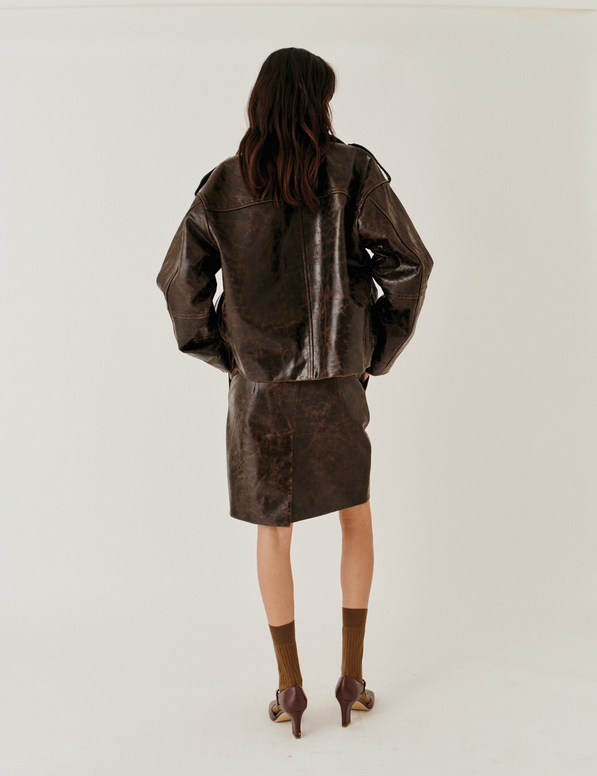 Margo Biker Jacket Brown Crunch Effect 4 / Brown Crunch Effect