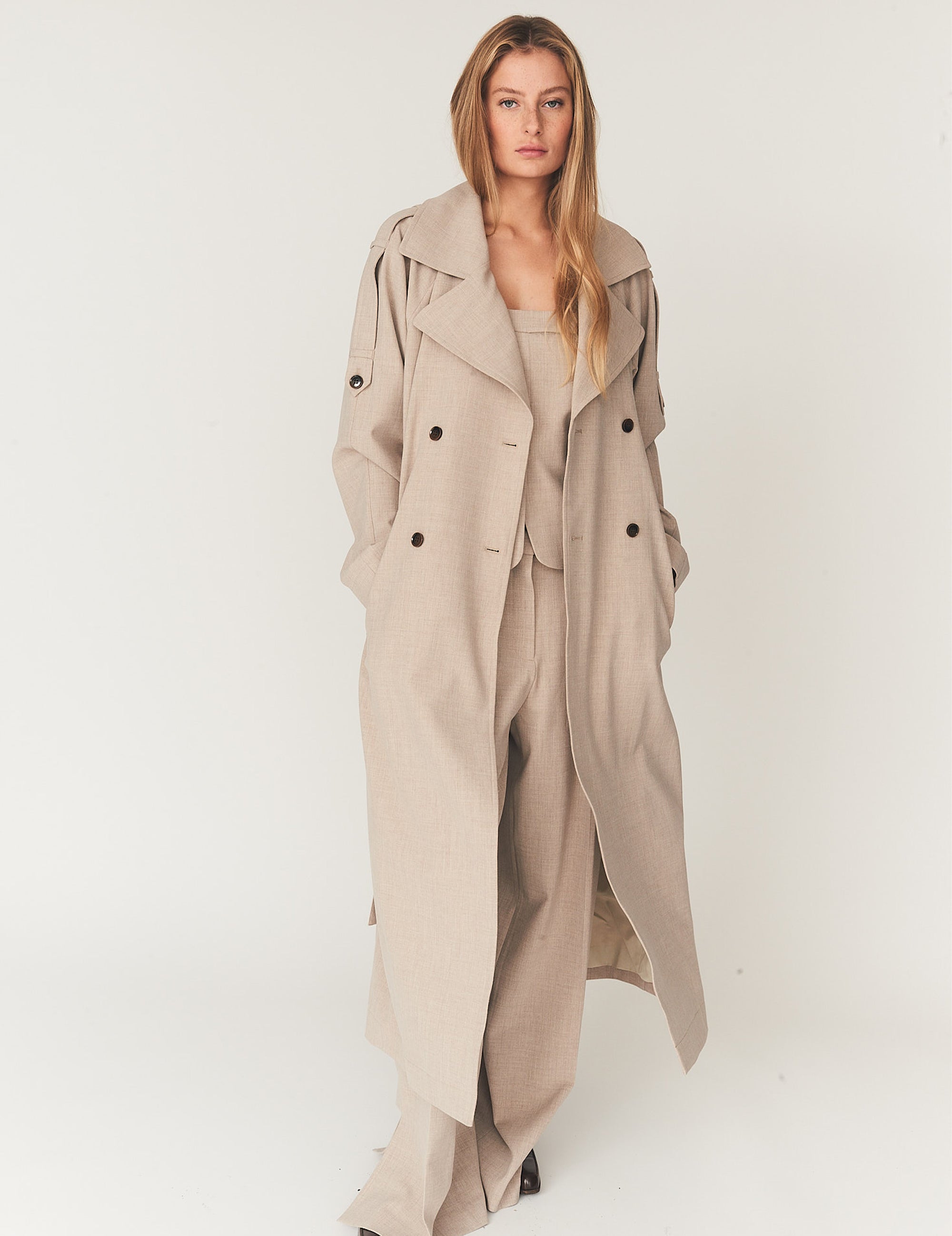 Pisano Trenchcoat Beige Melange 4 / Beige Melange