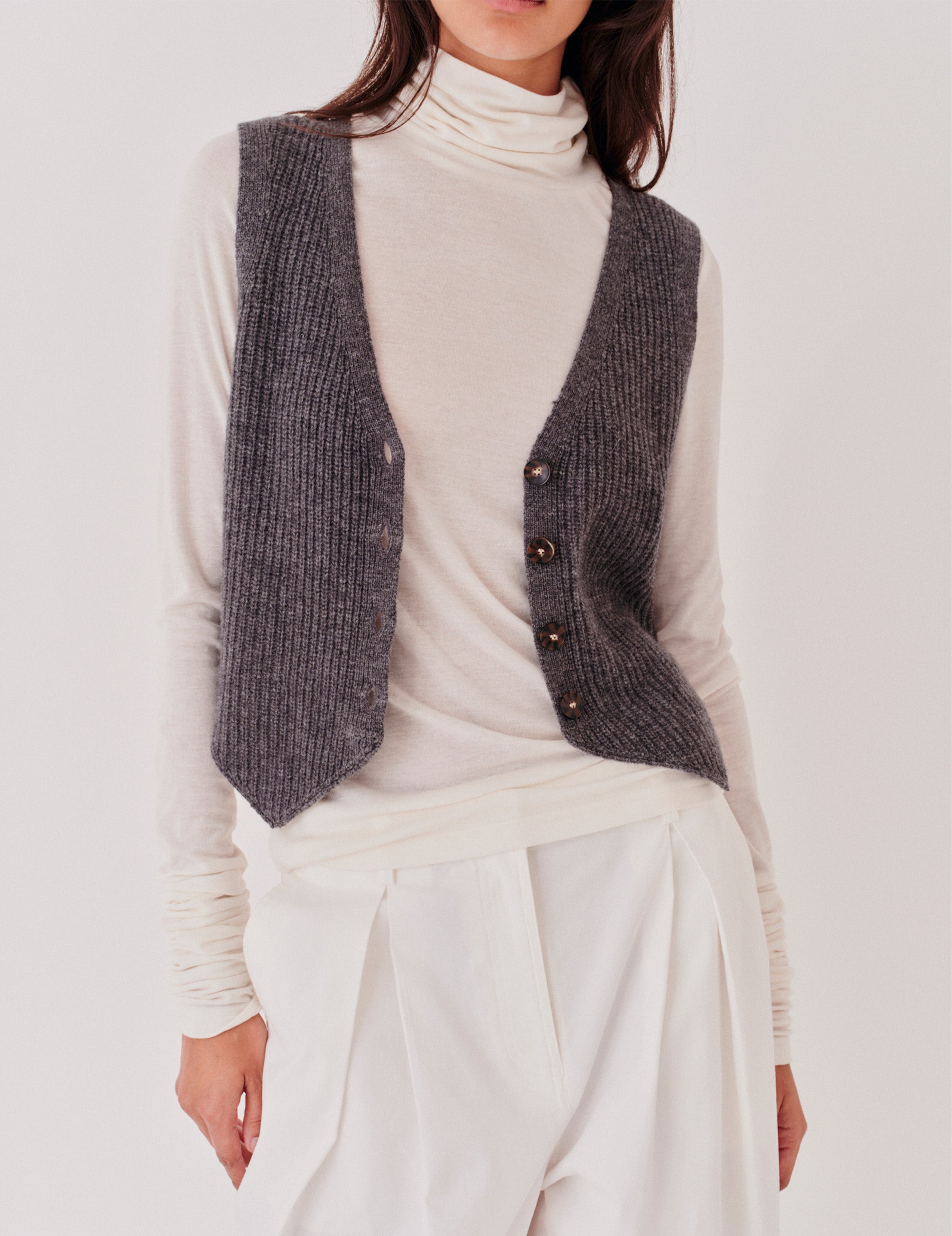 Como Rib Vest Grey Melange