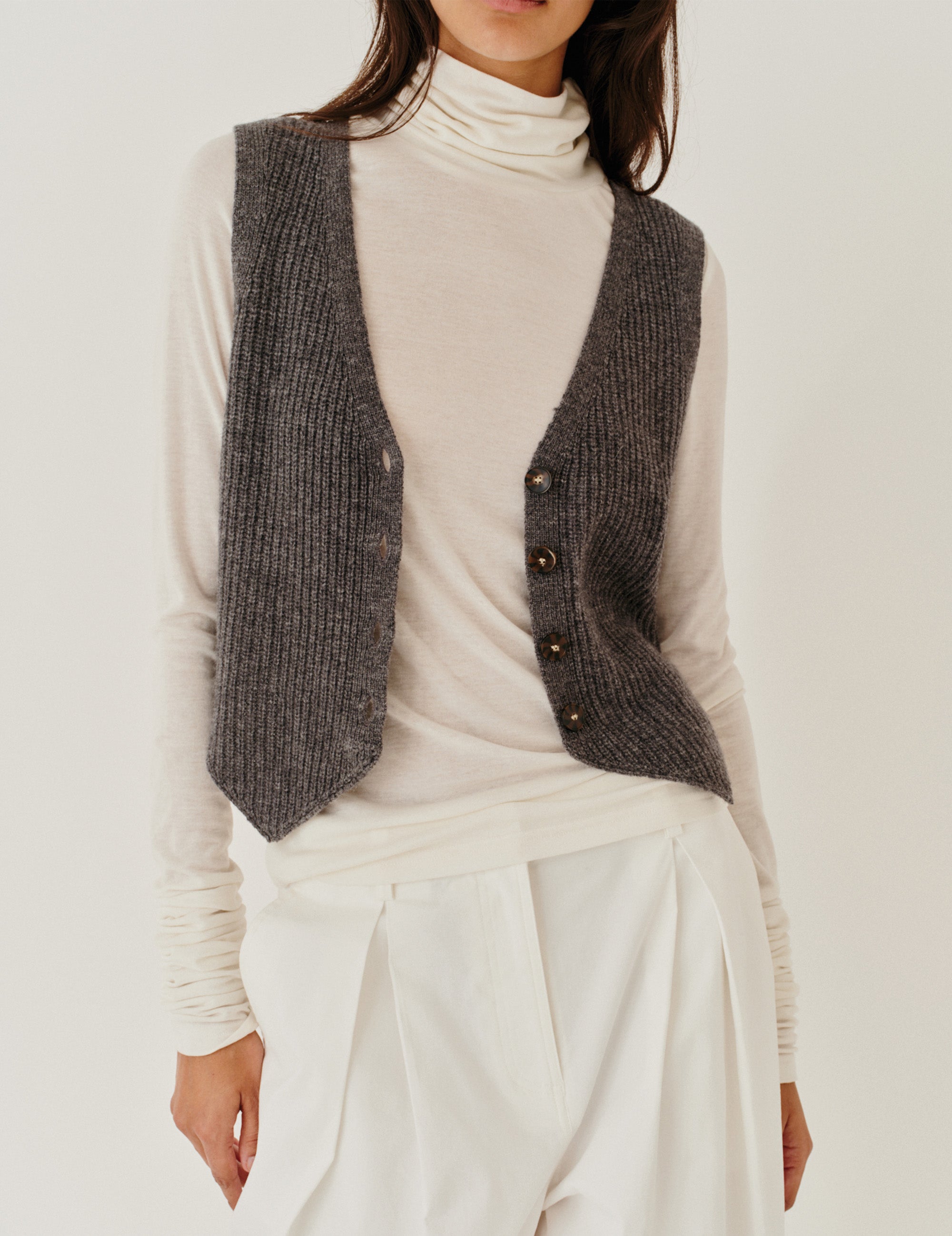 Como Rib Vest Grey Melange