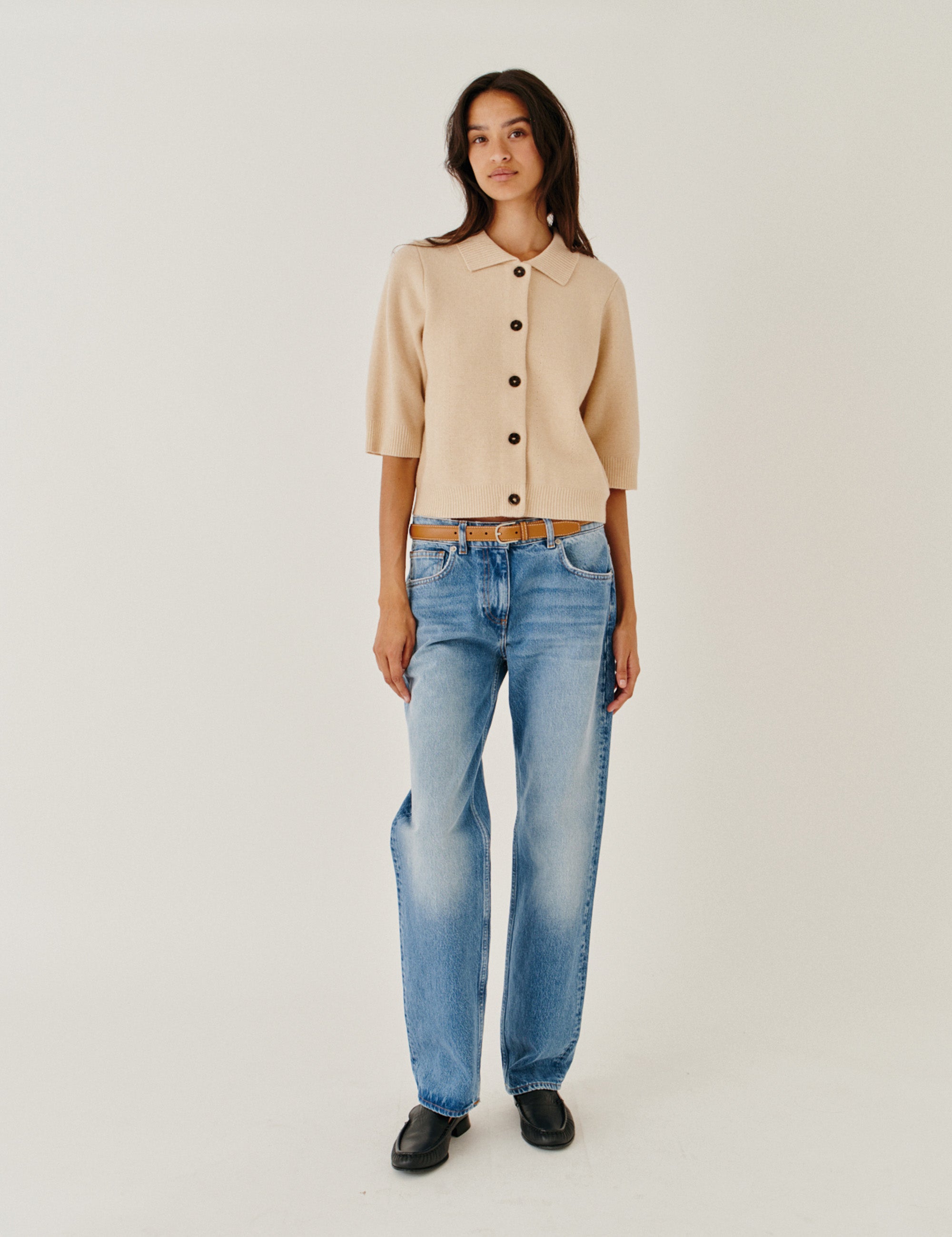 Como Cropped Cardigan Macadamia