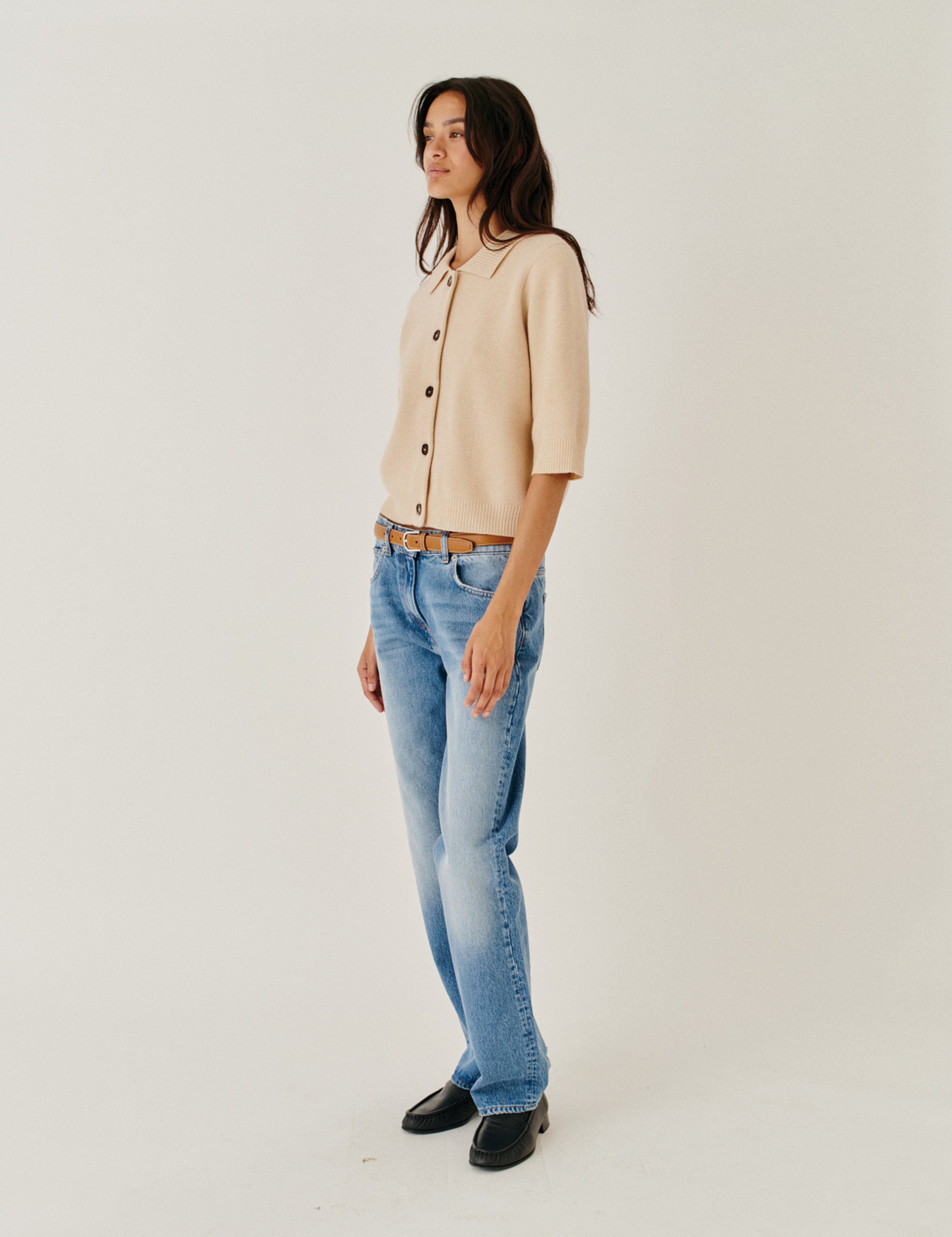 Como Cropped Cardigan Macadamia