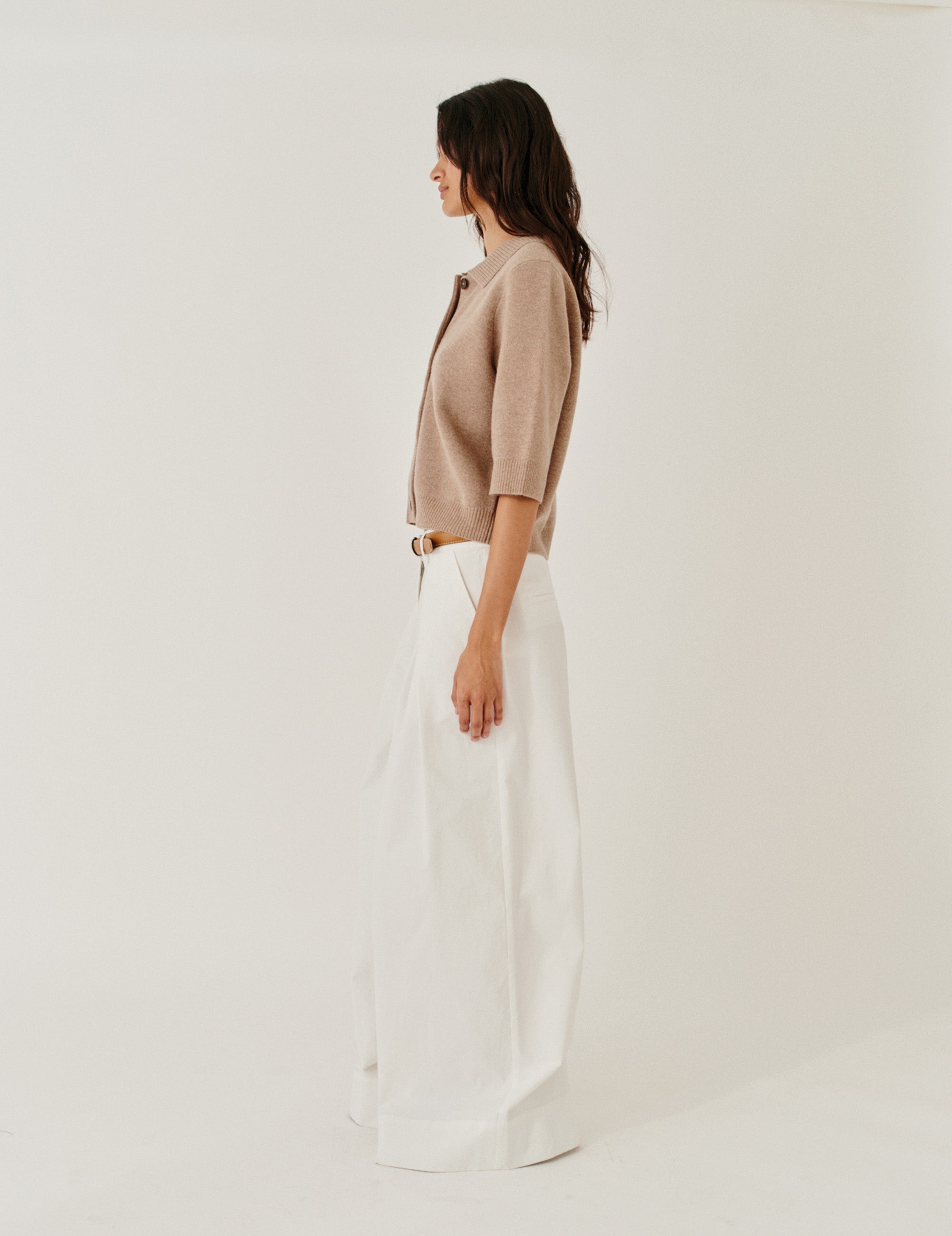 Como Cropped Cardigan Truffle