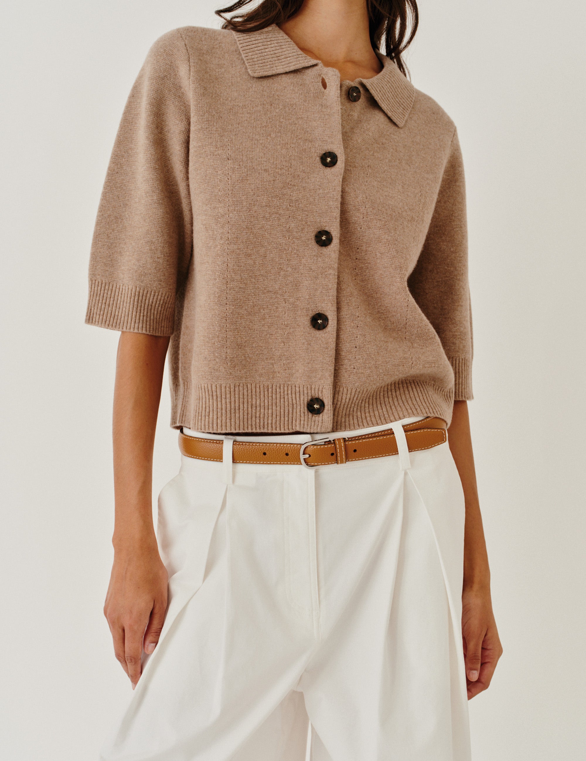 Como Cropped Cardigan Truffle