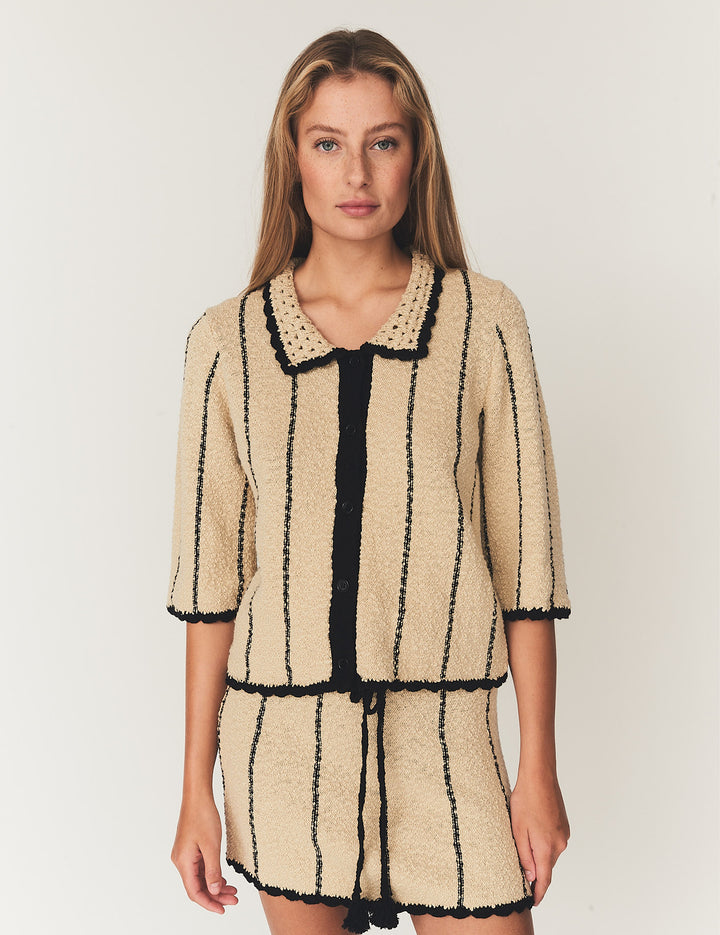 April Polo Print 4 / Trench/black stripes