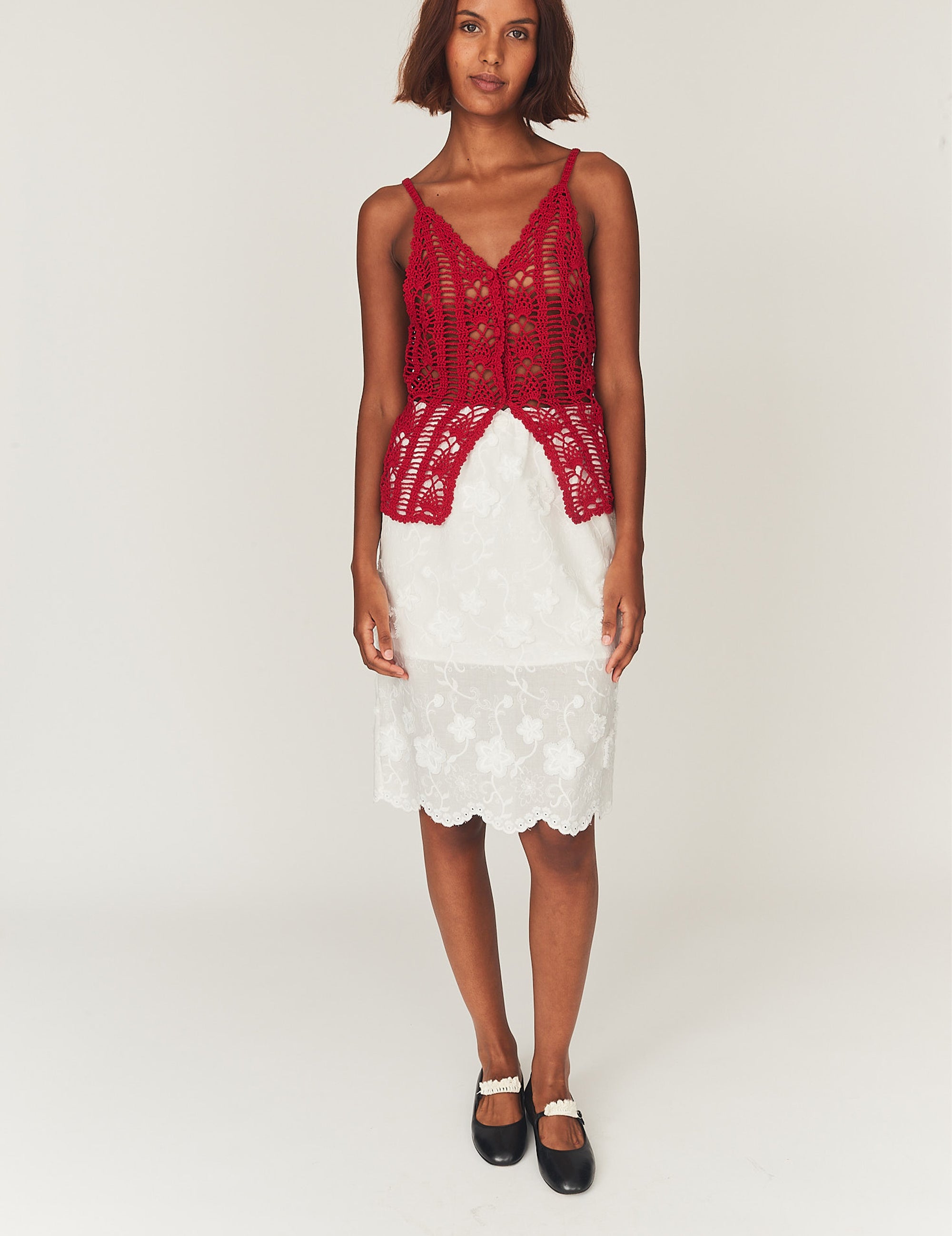 melt the lady fleur open tops ＆ skirt Fleur Slip Skirt Cream