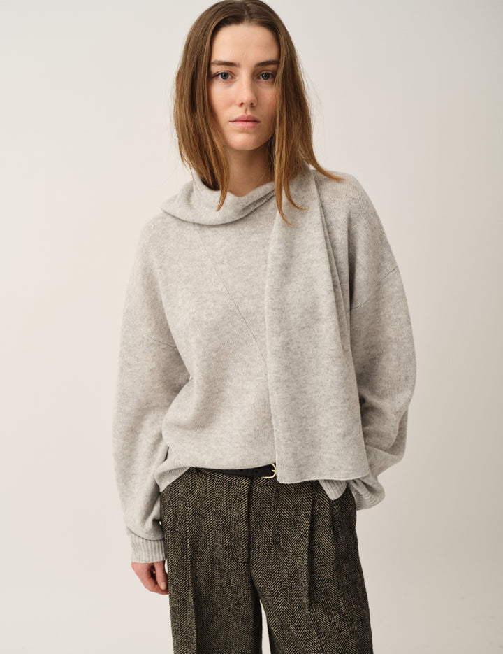 Volmer Scarf Sweater Heather Grey Melange 4 / Heather Grey Melange