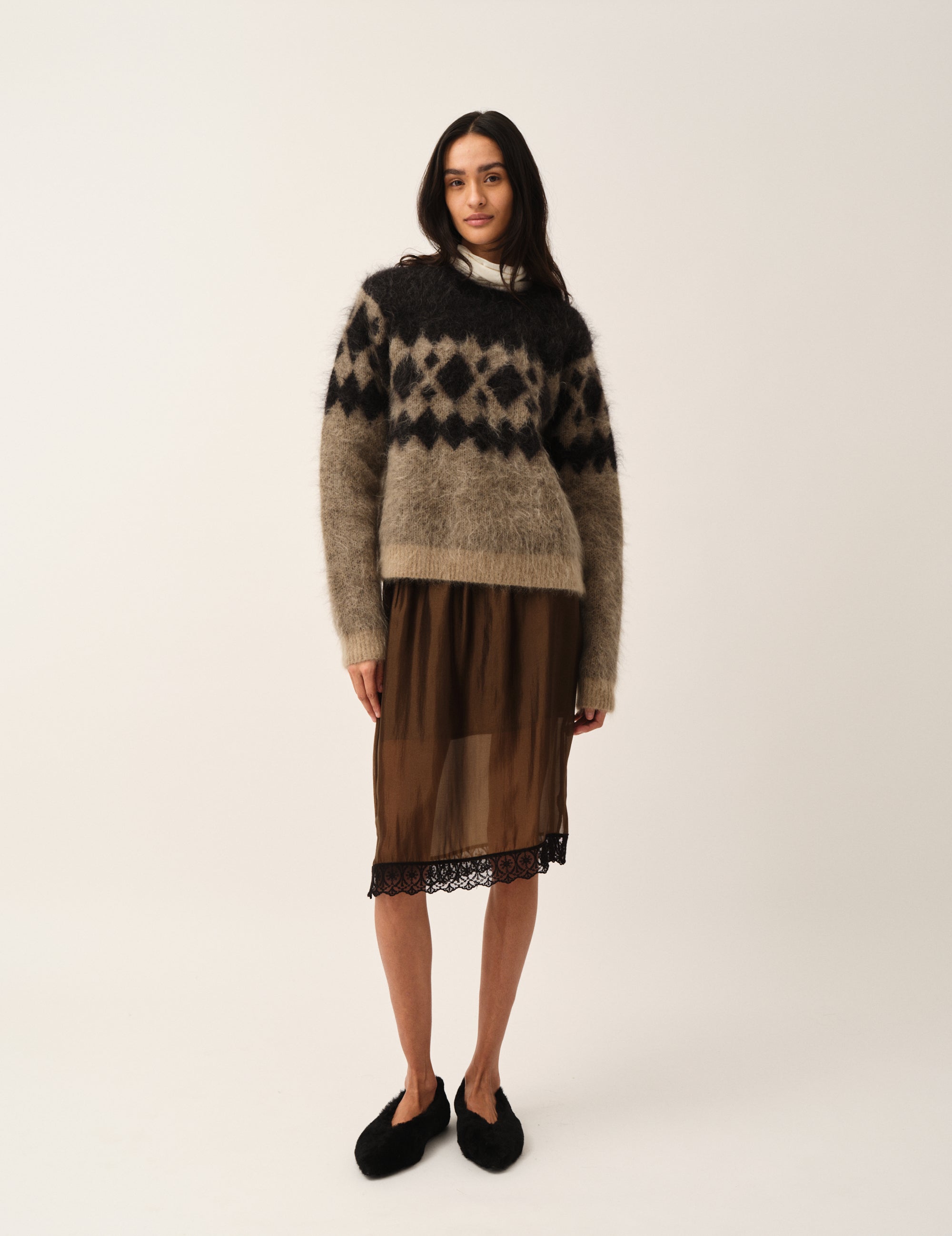 Roma Argyle Knit Raw/black artwork 4 / Raw/black artwork